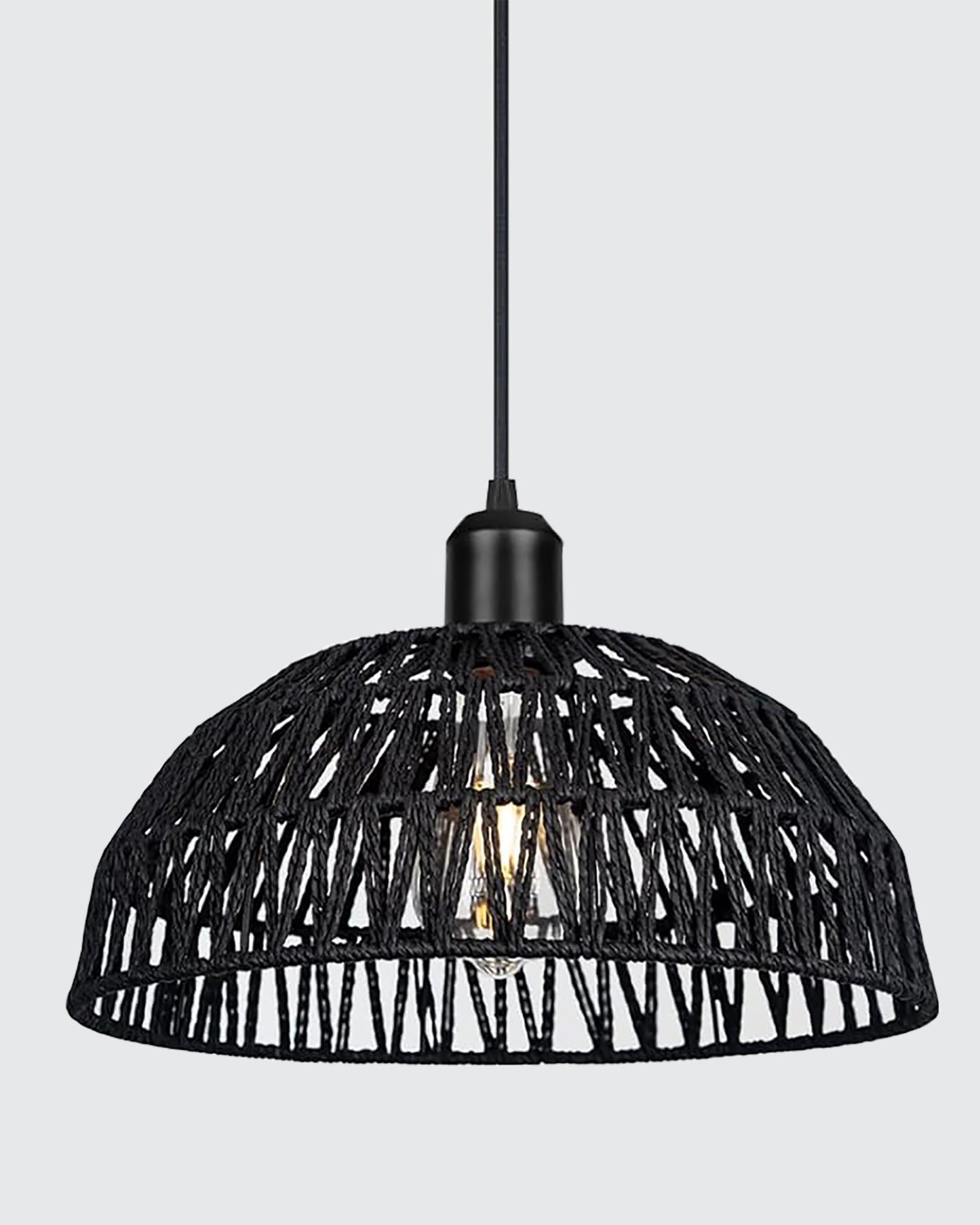 Woven Boho Macrame Pendant Light, Boho Hanging Lamp Kitchen Island, Farmhouse Coastal Wicker Adjustable Chandeliers Basket Light Fixture for Dining Room Kitchen Island.