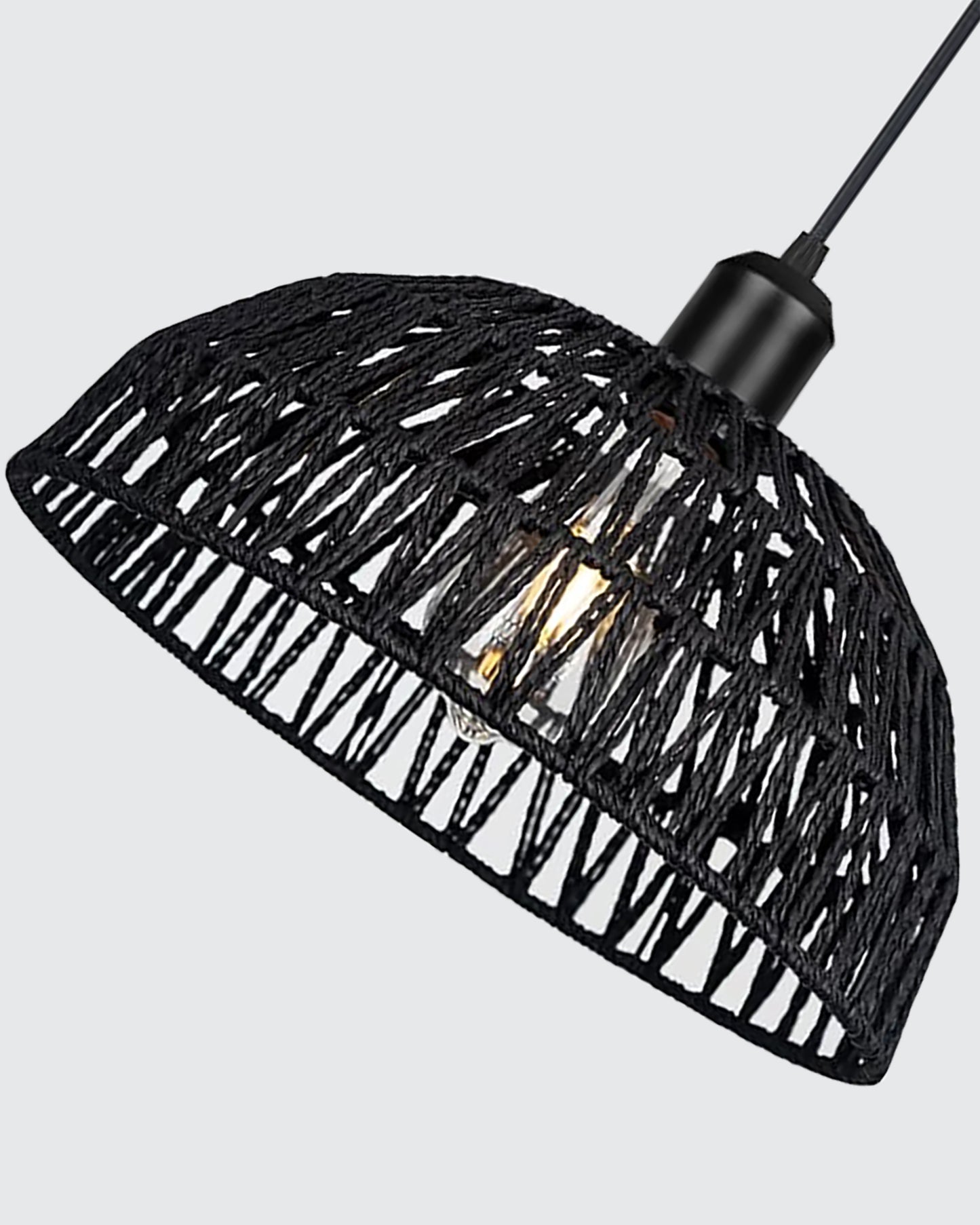 Woven Boho Macrame Pendant Light, Boho Hanging Lamp Kitchen Island, Farmhouse Coastal Wicker Adjustable Chandeliers Basket Light Fixture for Dining Room Kitchen Island.