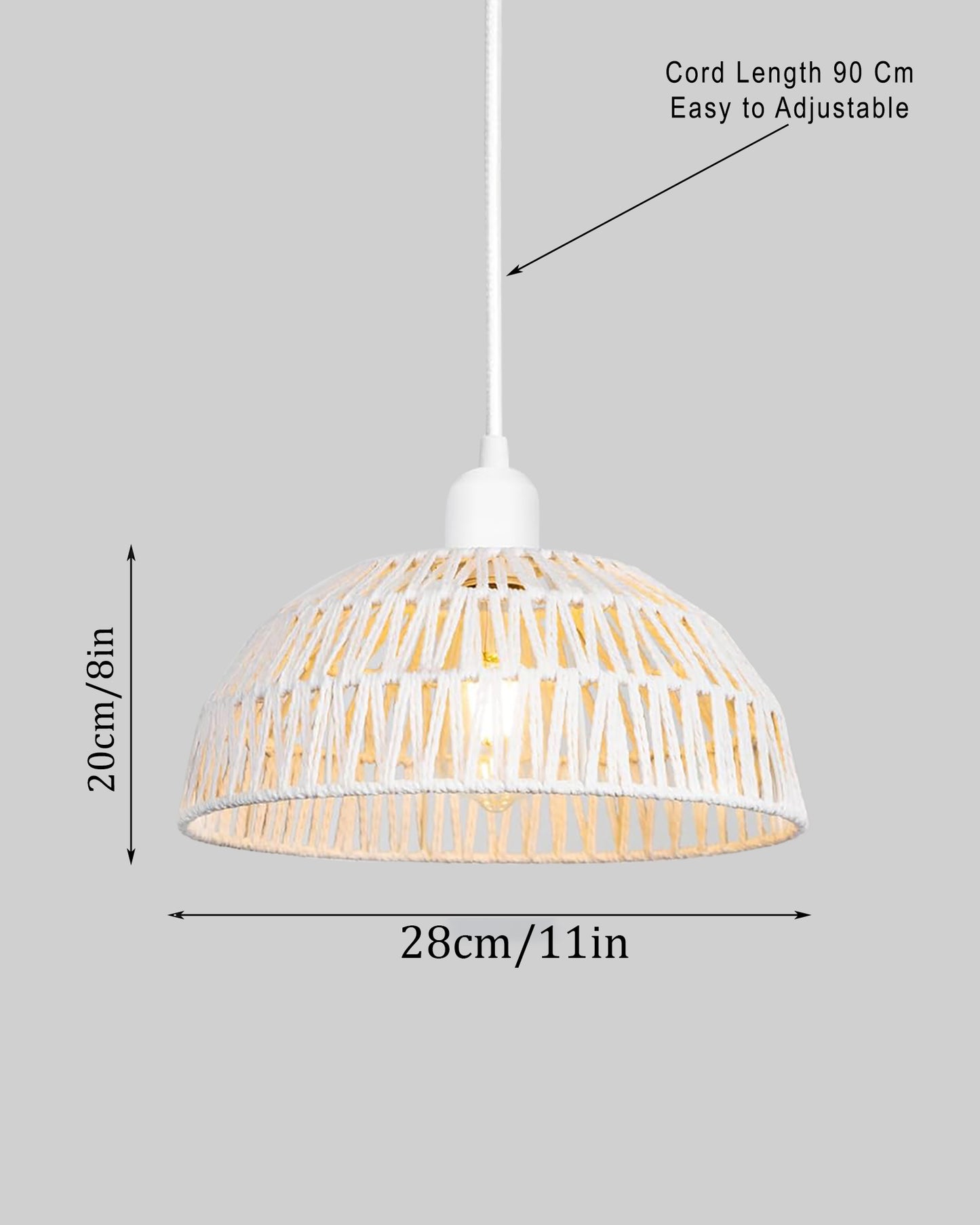 Woven Boho Macrame Pendant Light, Boho Hanging Lamp Kitchen Island, Farmhouse Coastal Wicker Adjustable Chandeliers Basket Light Fixture for Dining Room Kitchen Island.