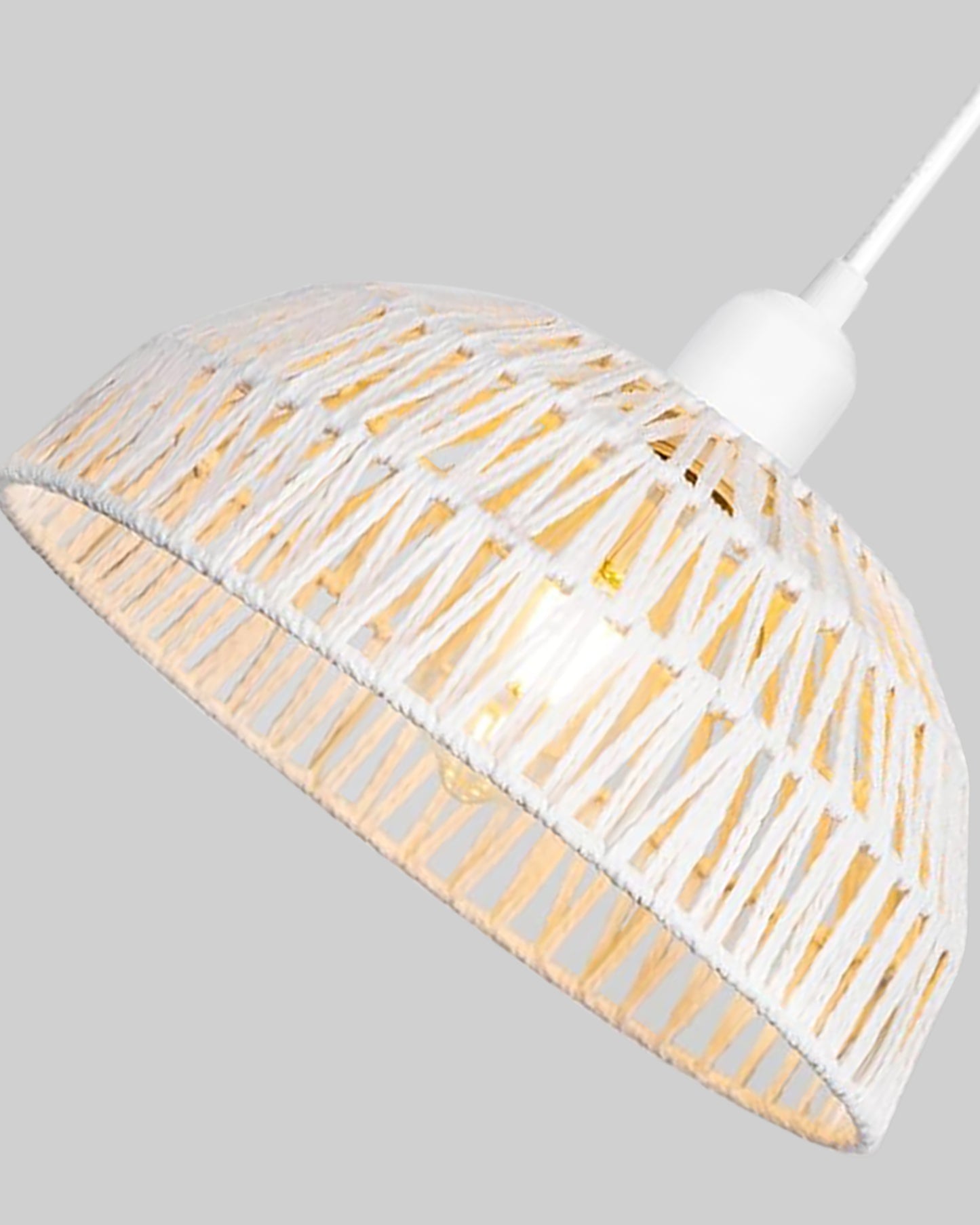 Woven Boho Macrame Pendant Light, Boho Hanging Lamp Kitchen Island, Farmhouse Coastal Wicker Adjustable Chandeliers Basket Light Fixture for Dining Room Kitchen Island.