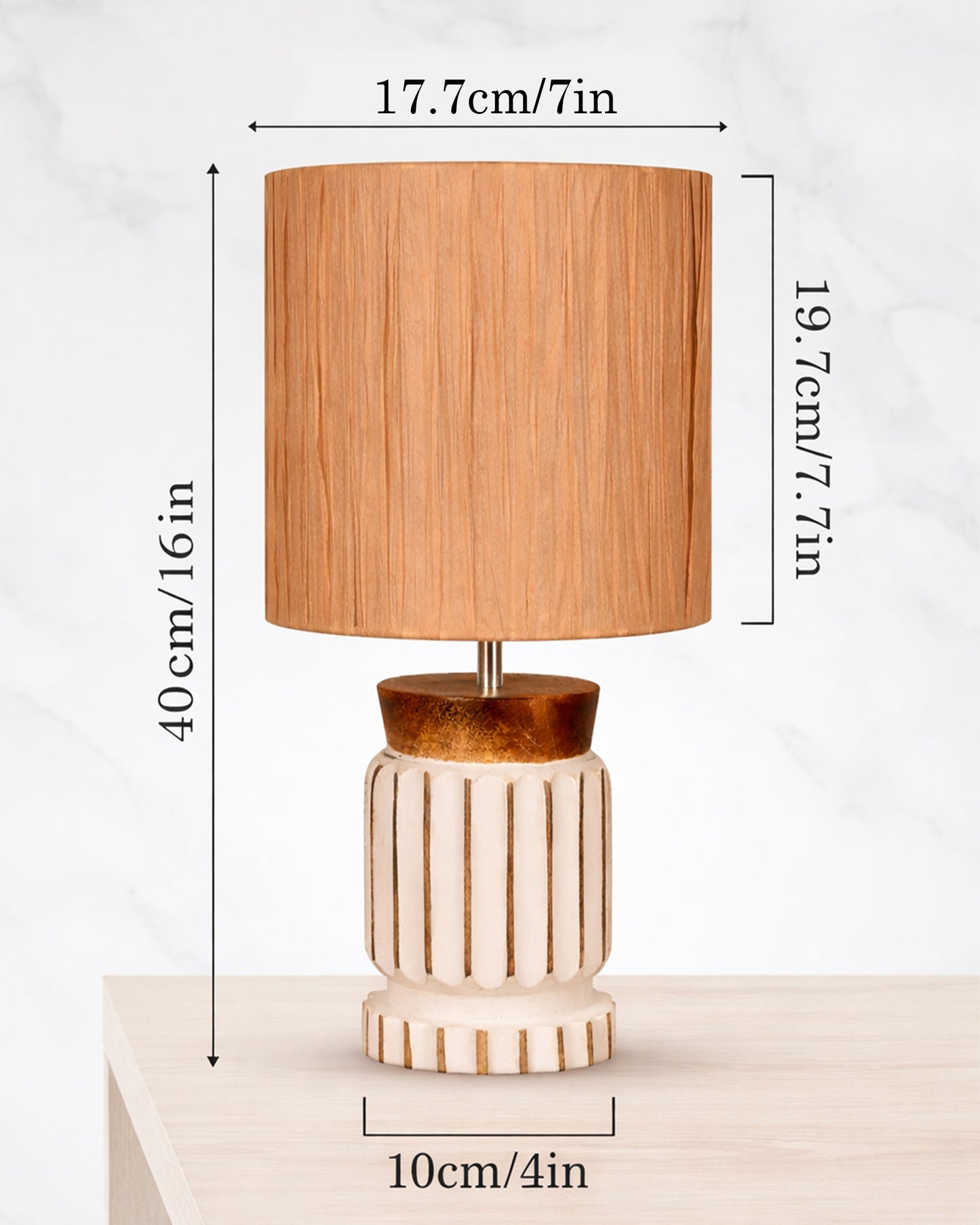 Homesake® Retro Farmhouse Table Lamp Wooden Base for Living Room Bedroom Rustic Linen Bedside Nightstand Lamps for Kids Room Study Office Home Decor Metal Shade