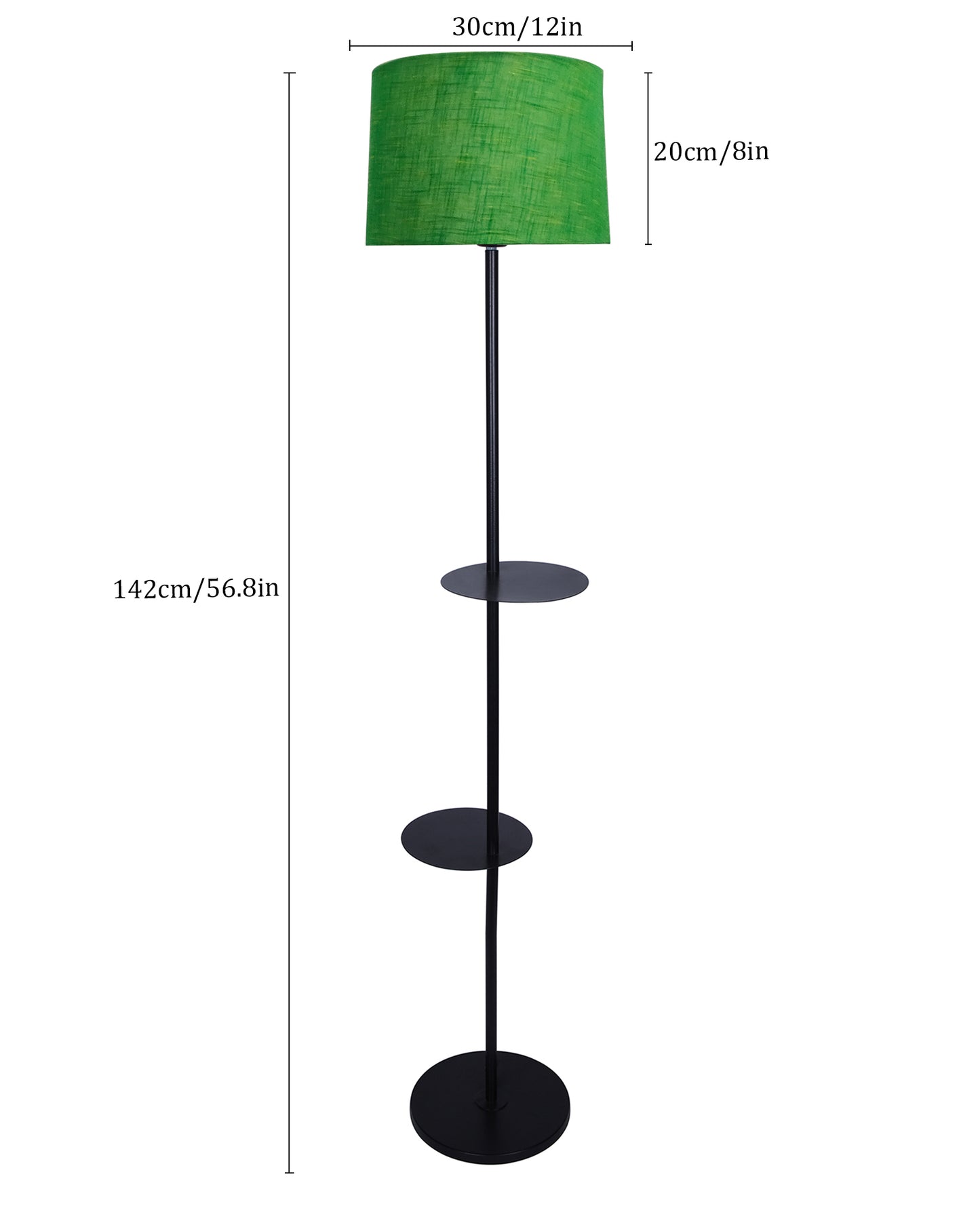Dual Shelf Floor Lamp with Fabric Shade ,Nightstand Reading Floor Lamp with Shelves.