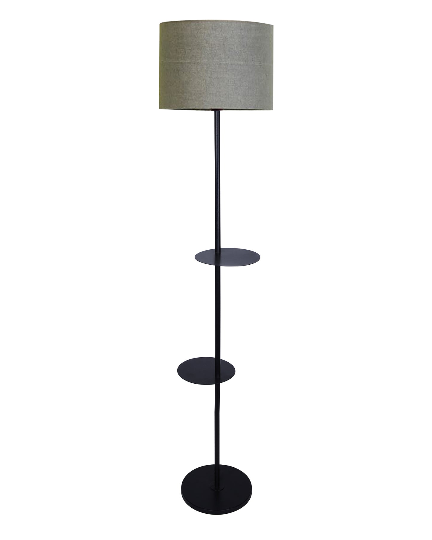 Dual Shelf Floor Lamp with Fabric Shade ,Nightstand Reading Floor Lamp with Shelves.