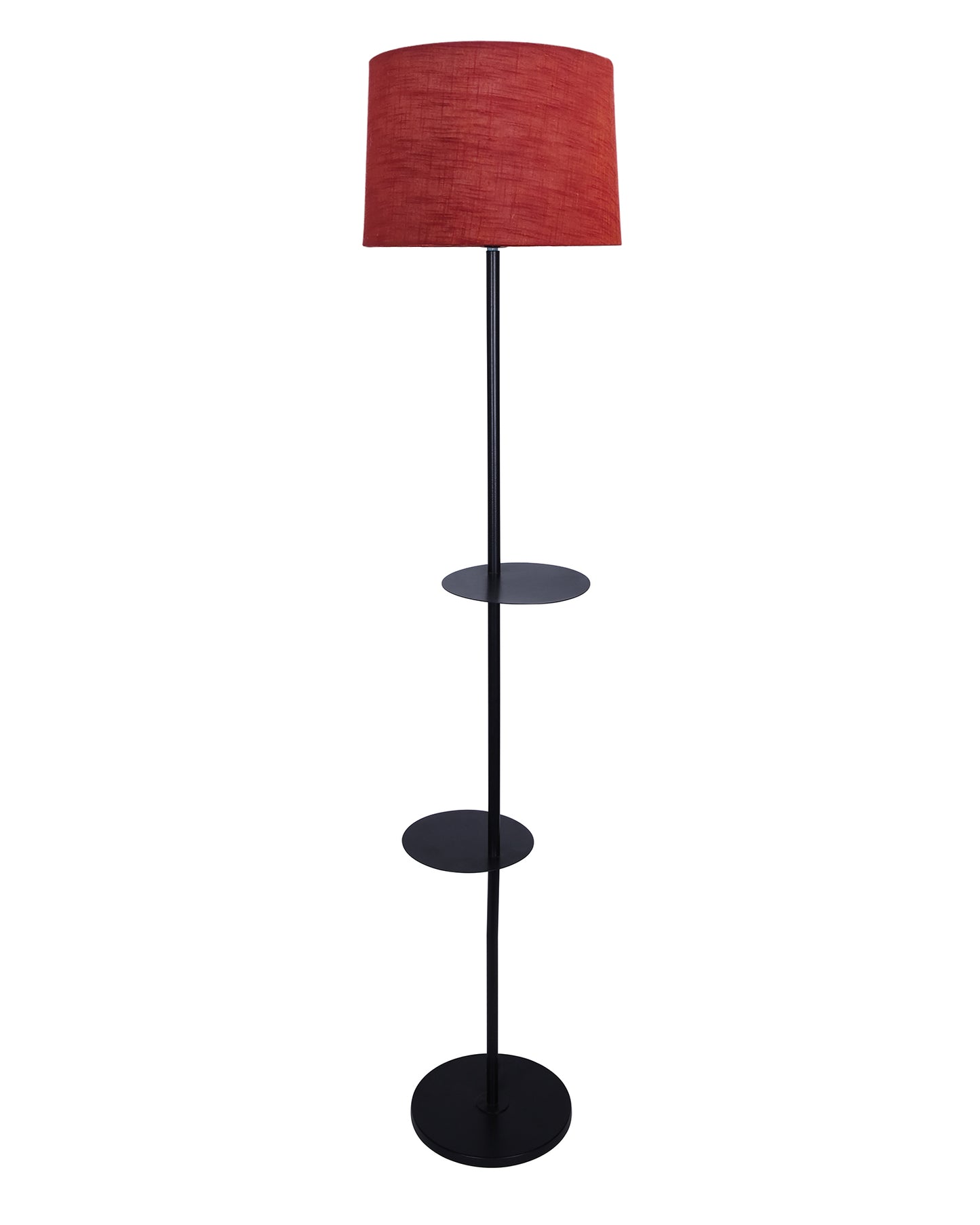 Dual Shelf Floor Lamp with Fabric Shade ,Nightstand Reading Floor Lamp with Shelves.