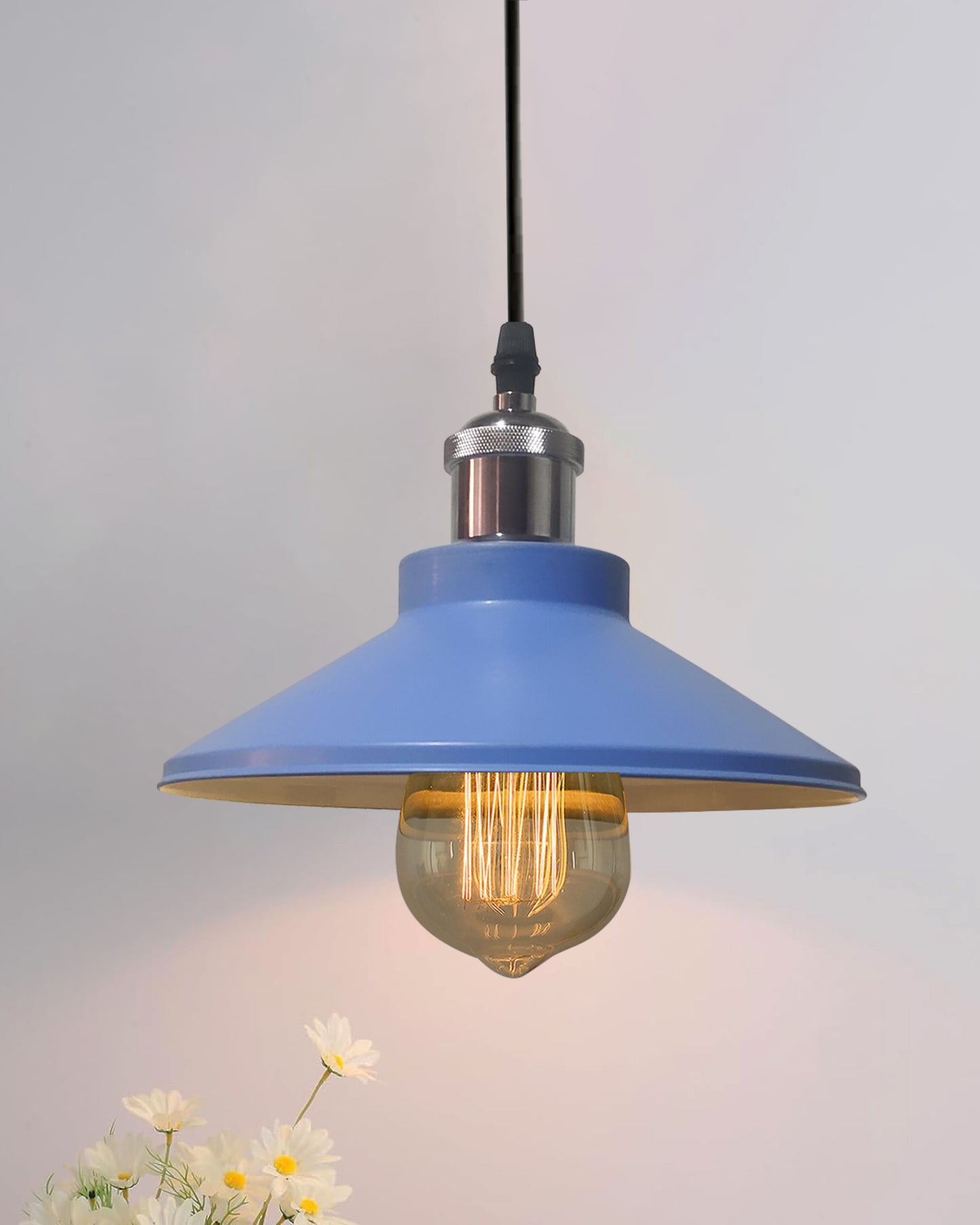 Industrial Pendant Light Fixture E27 Base Pendant Lamp Metal Lampshade Chandelier Adjustable Ceiling Hanging Lamp for Kitchen Island Farmhouse Living Room Dining Room.