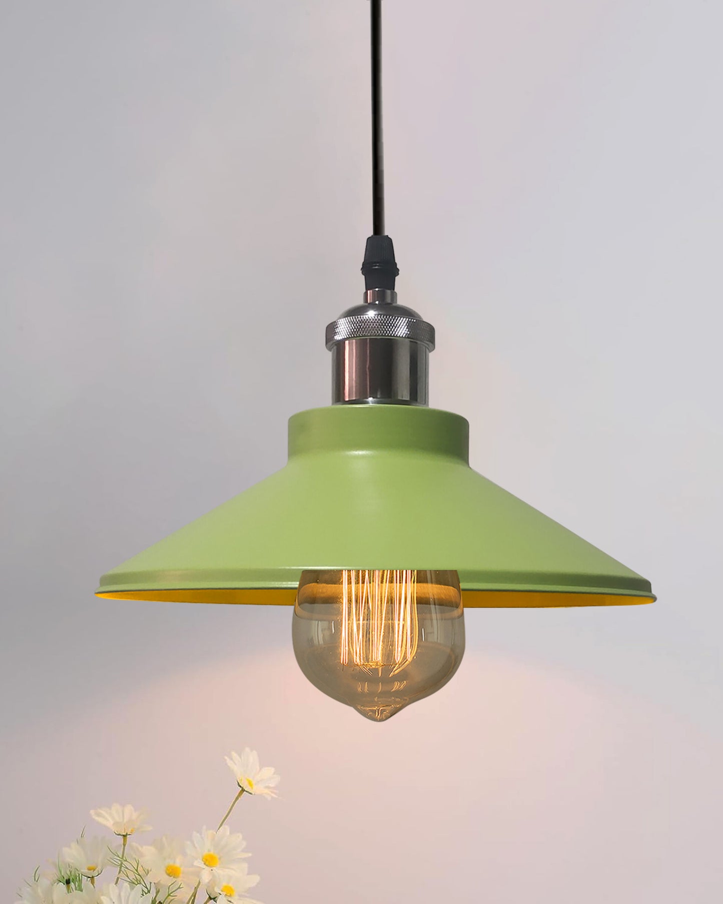 Industrial Pendant Light Fixture E27 Base Pendant Lamp Metal Lampshade Chandelier Adjustable Ceiling Hanging Lamp for Kitchen Island Farmhouse Living Room Dining Room.