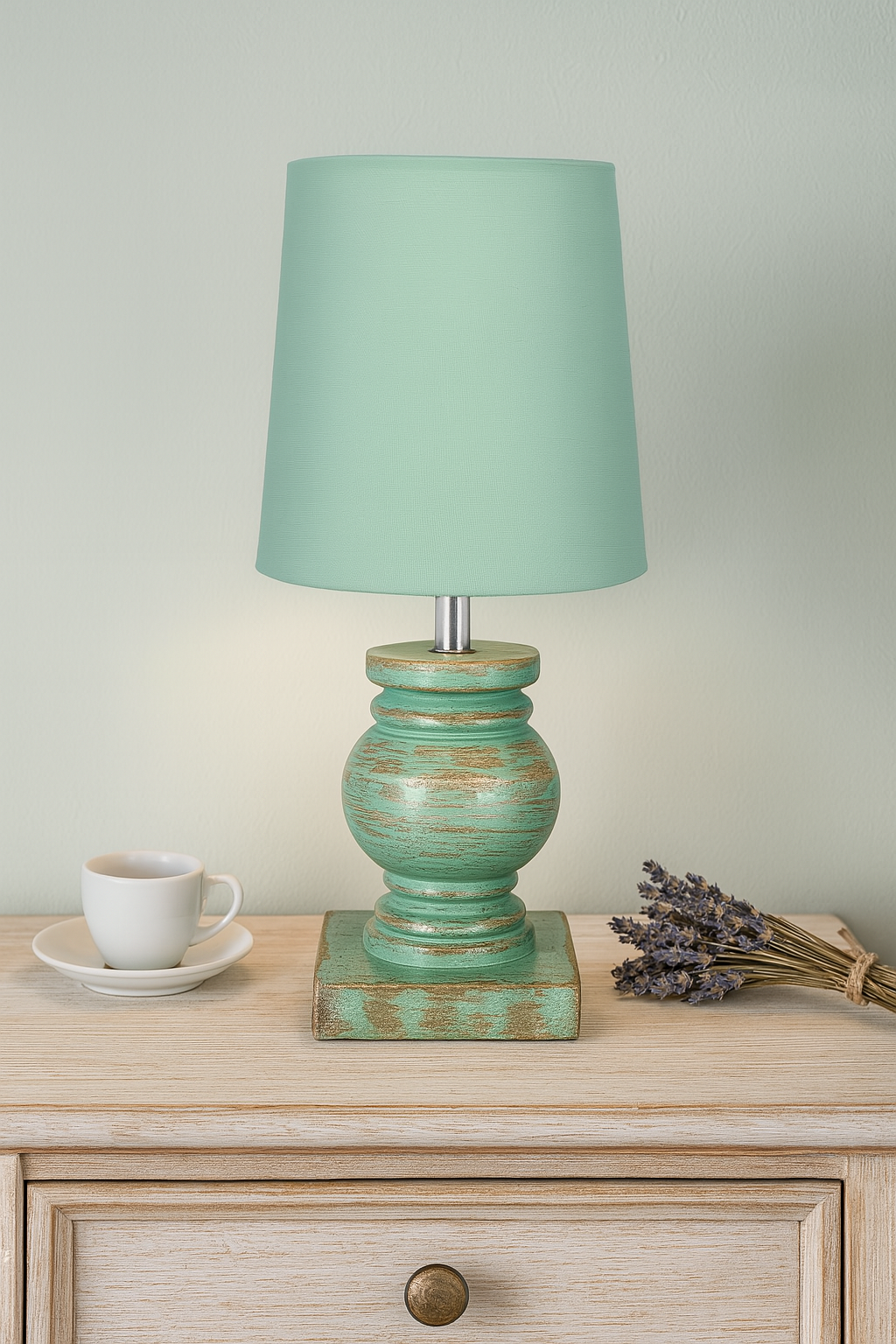Small Table Lamp for Bedroom Living Room Simple Retro Wood Grain Farmhouse Bedside Lamps Suitable for Nightstand, Gift, Trophy