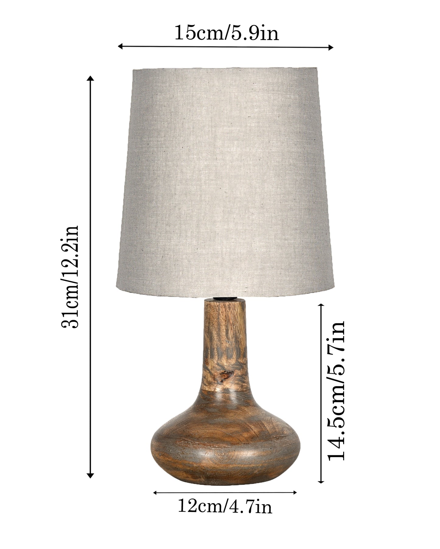 Homesake ® Distress Small Incandescent Table Lamp For Bedroom Living Room, Simple Retro Wood Grain Farmhouse Bedside Lamps Suitable For Desk Lamp Classic Table Light Bedroom, Nightstand, Gift