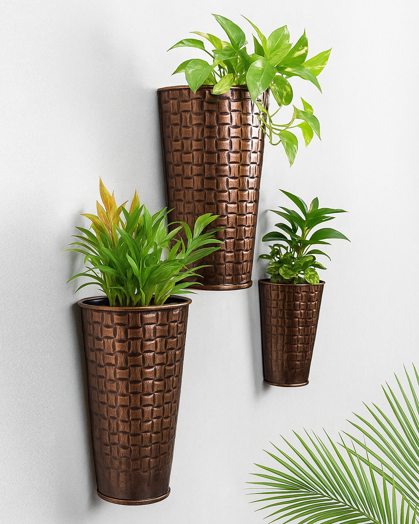 Set of 3 Vintage Flower Vases Metal Flower Bucket Country House Style Flower Pot Garden Table Decoration for Home Office Living Room Wedding Decoration