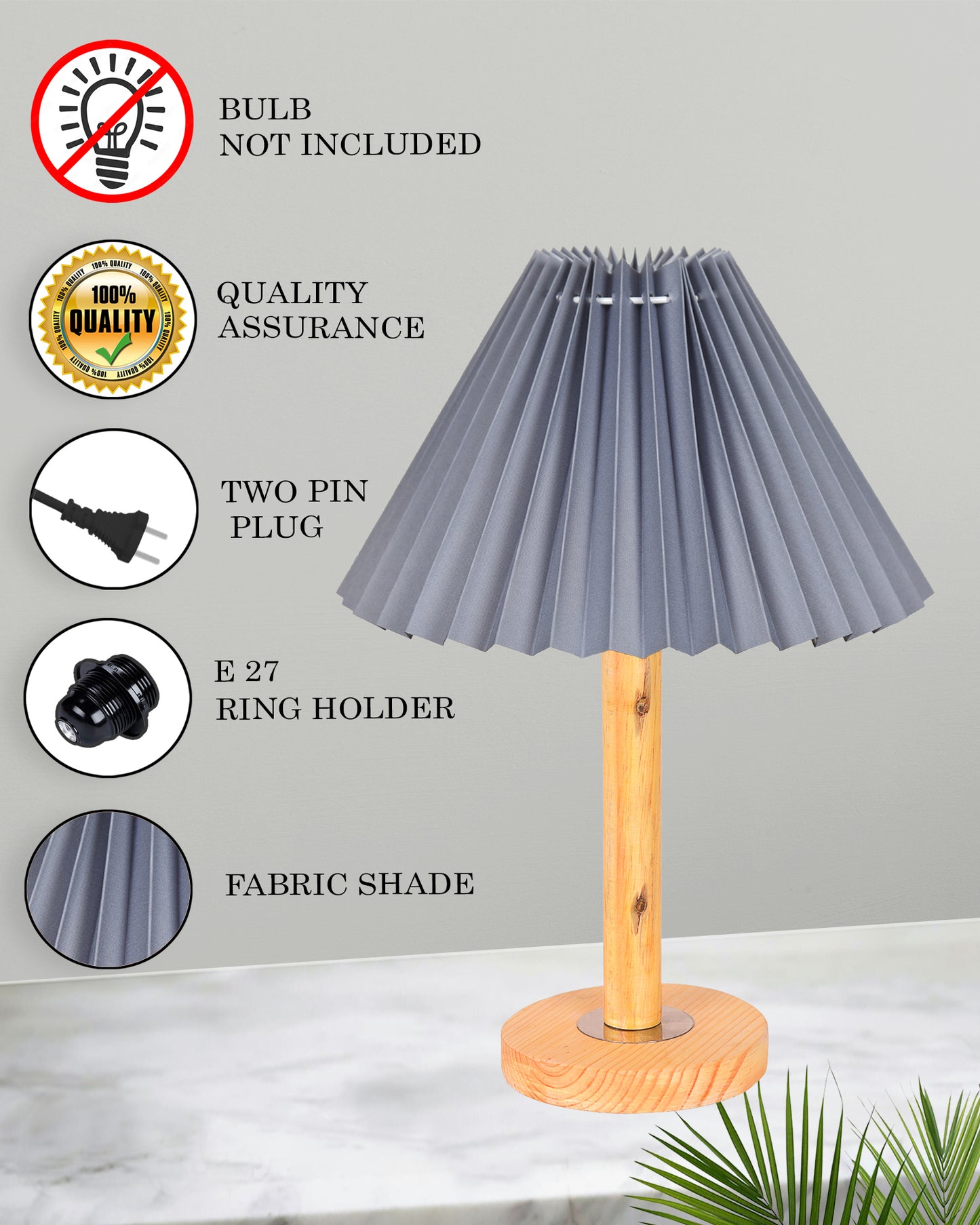 Pinewood Table Lamps for Nightstand, Fabric Linen Lampshade Desk Lamp, Morden Minimalist Bedside Lamps, Bedroom Nightstand Lamp Living Room,Kids Room