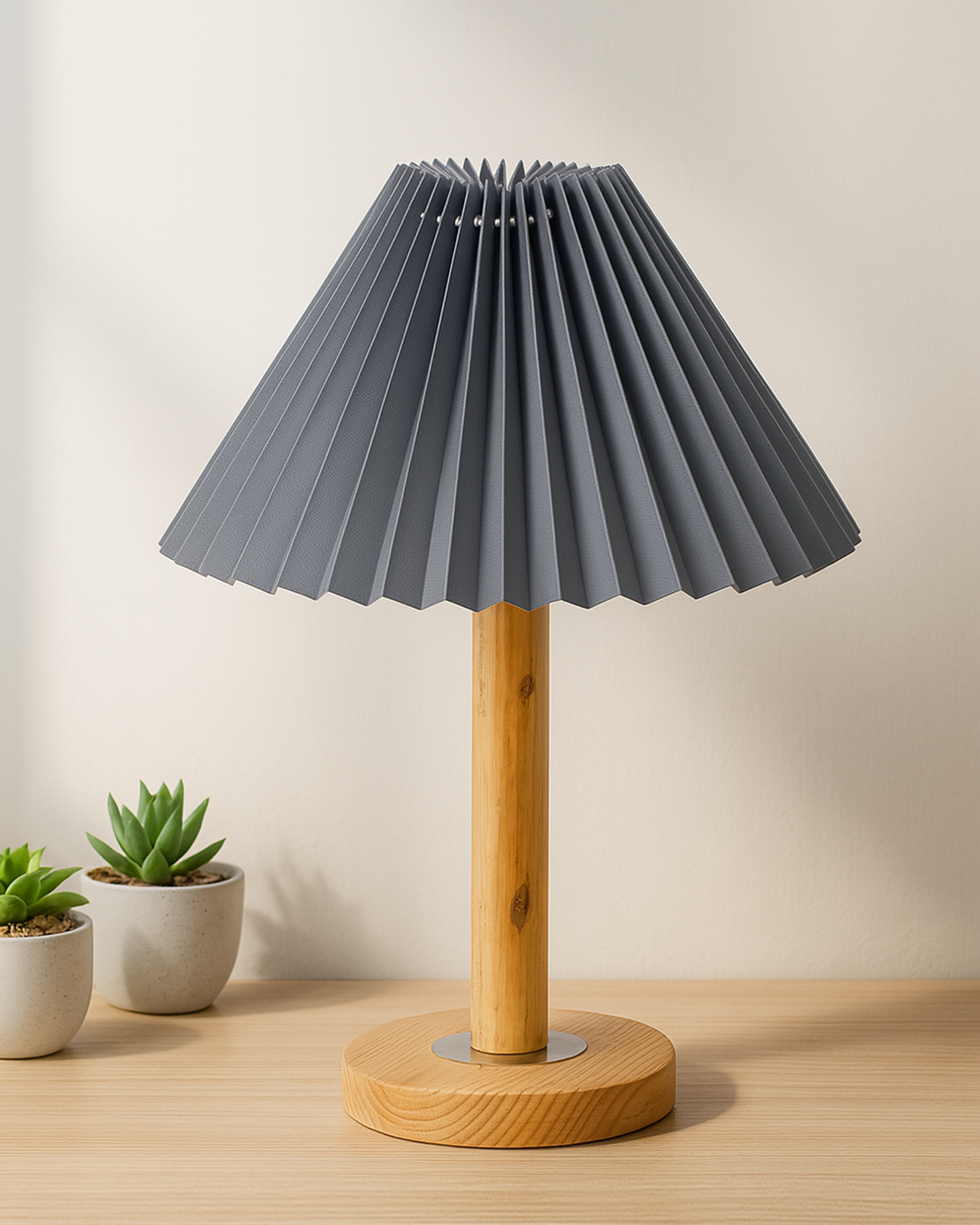 Pinewood Table Lamps for Nightstand, Fabric Linen Lampshade Desk Lamp, Morden Minimalist Bedside Lamps, Bedroom Nightstand Lamp Living Room,Kids Room