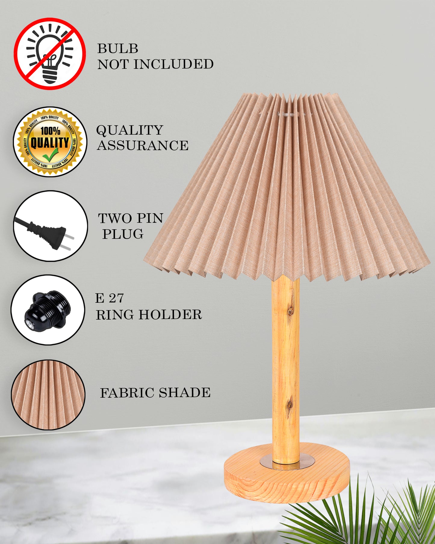 Pinewood Table Lamps for Nightstand, Fabric Linen Lampshade Desk Lamp, Morden Minimalist Bedside Lamps, Bedroom Nightstand Lamp Living Room,Kids Room