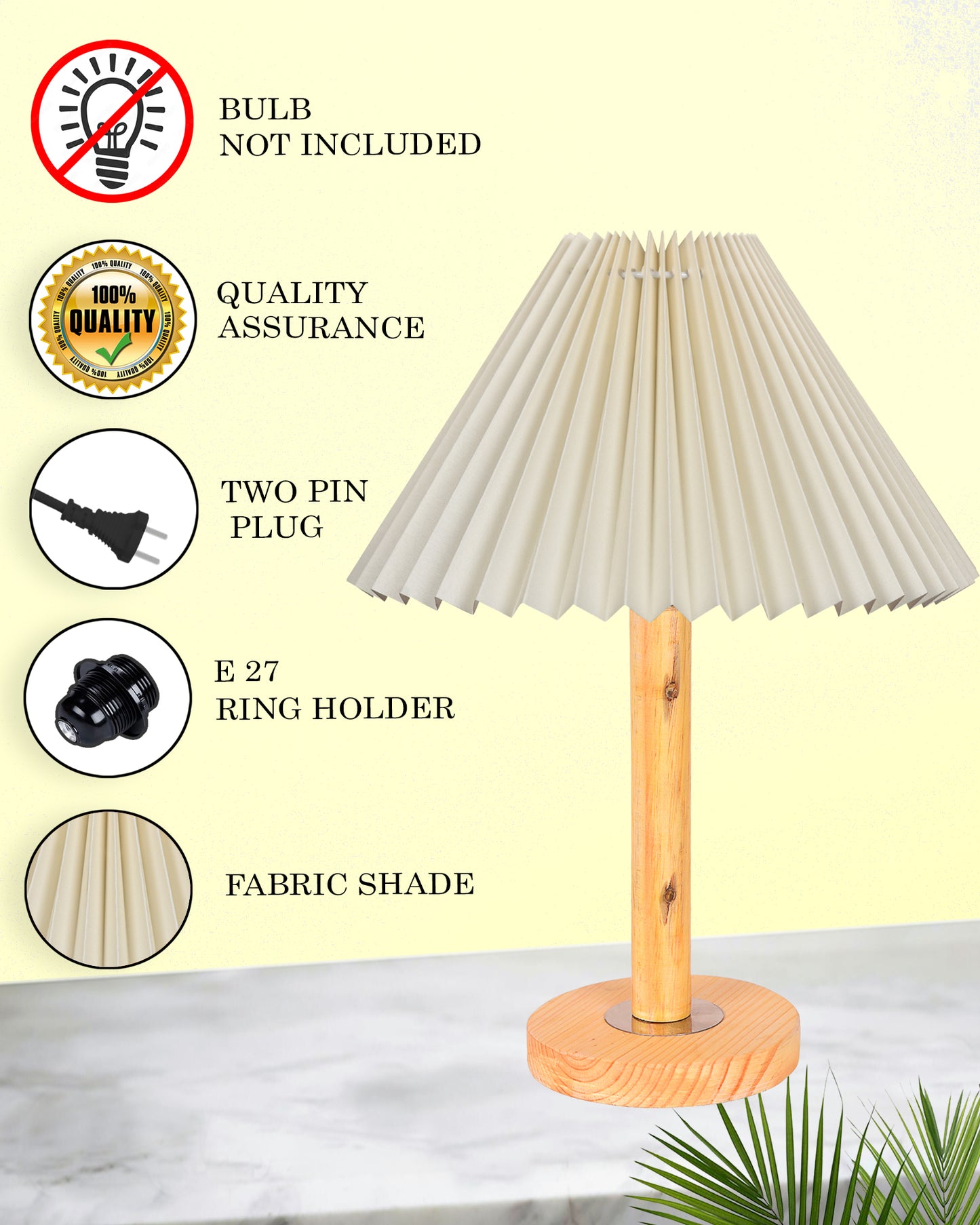 Pinewood Table Lamps for Nightstand, Fabric Linen Lampshade Desk Lamp, Morden Minimalist Bedside Lamps, Bedroom Nightstand Lamp Living Room,Kids Room