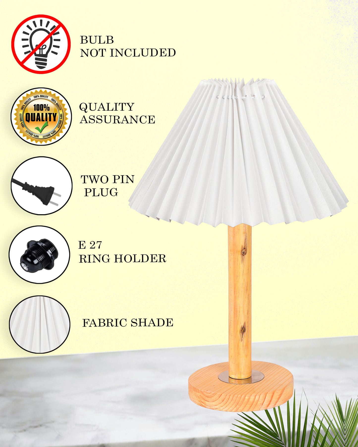 Pinewood Table Lamps for Nightstand, Fabric Linen Lampshade Desk Lamp, Morden Minimalist Bedside Lamps, Bedroom Nightstand Lamp Living Room,Kids Room