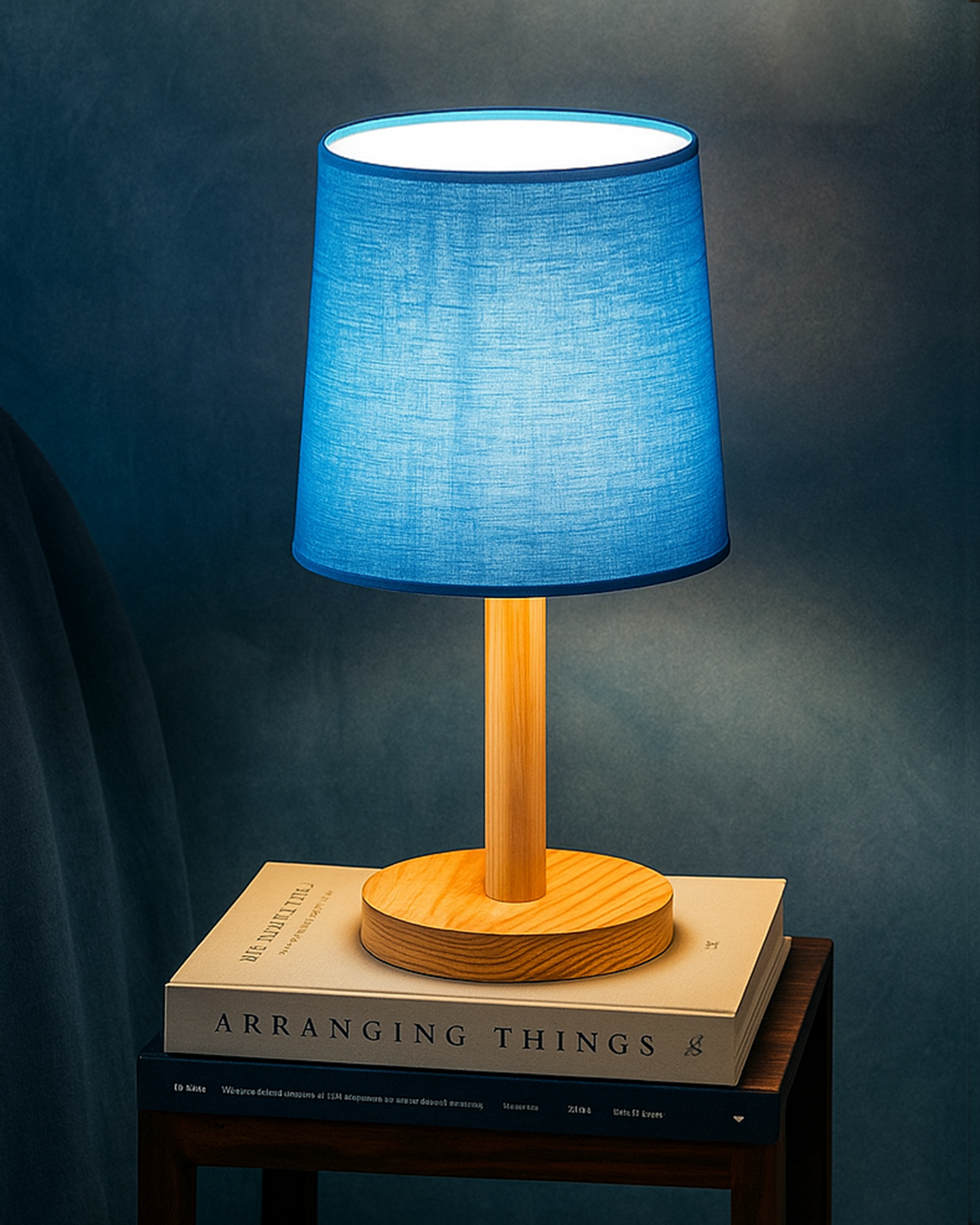 Pinewood Table Lamps for Nightstand, Fabric Linen Lampshade Desk Lamp, Morden Minimalist Bedside Lamps, Bedroom Nightstand Lamp Living Room,Kids Room