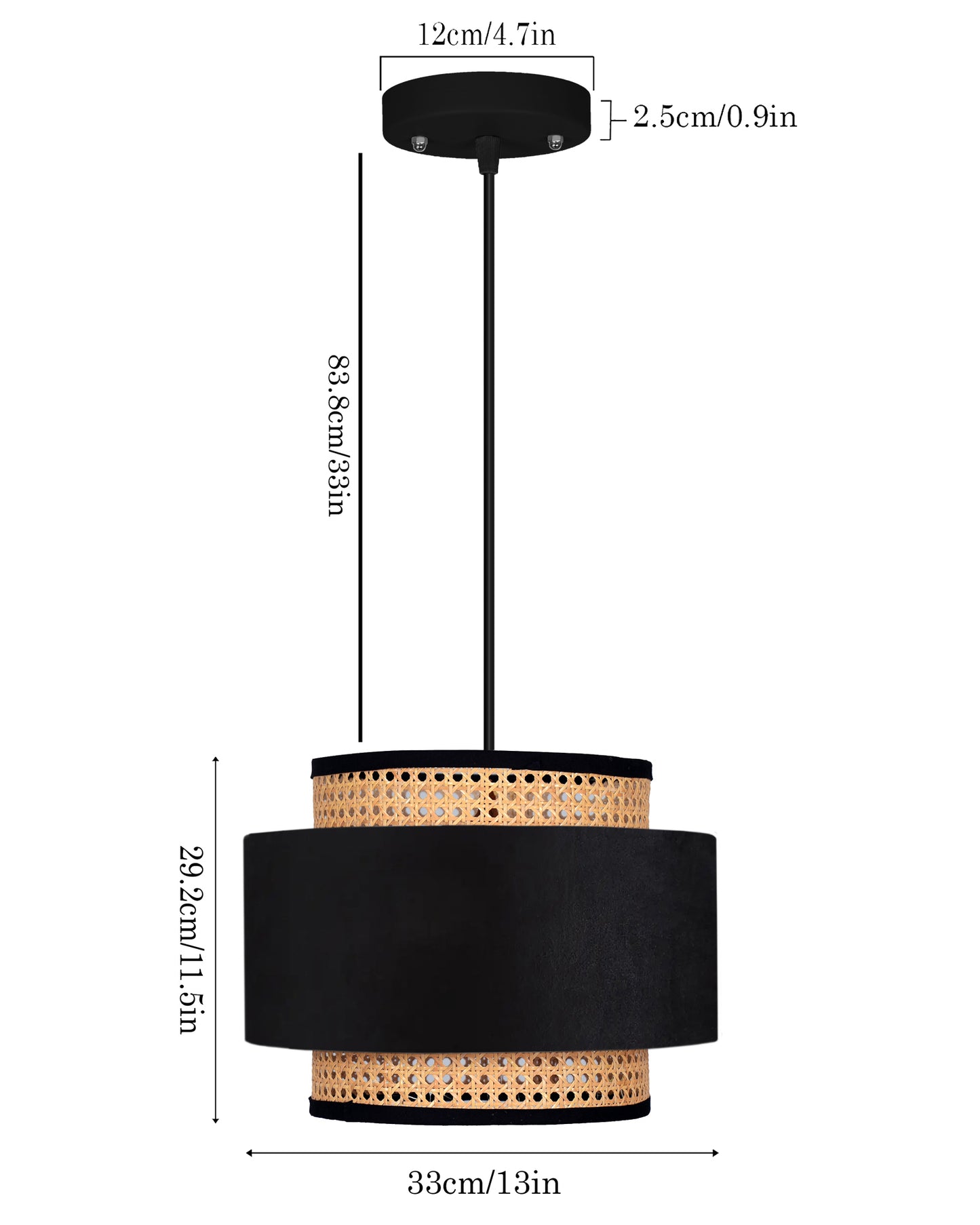 Bamboo Hanging Cane Fabric lamp for Home Decoration Rattan Webbing Pendant lamp, Ceiling Light for Home