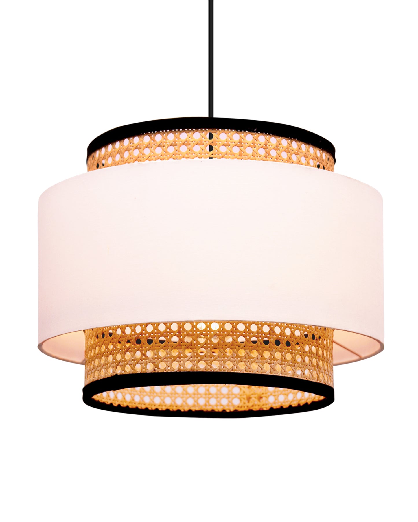 Bamboo Hanging Cane Fabric lamp for Home Decoration Rattan Webbing Pendant lamp, Ceiling Light for Home