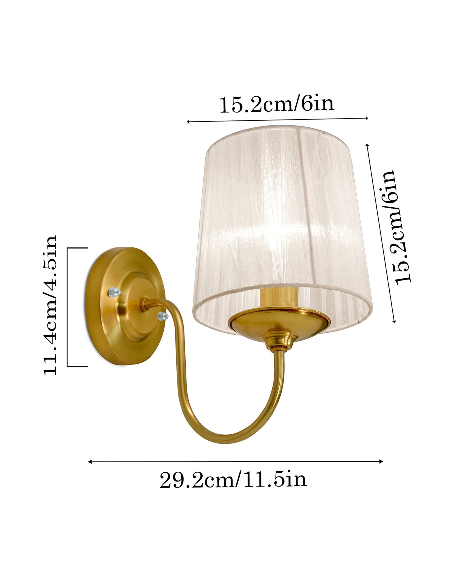 Antique Brass Wall Sconces Lighting Fixture, E27 Industrial Vintage Gold Wall Light Lamp Bathroom Decor for Bedroom Living Room, Sheen Fabric Shade, Brass
