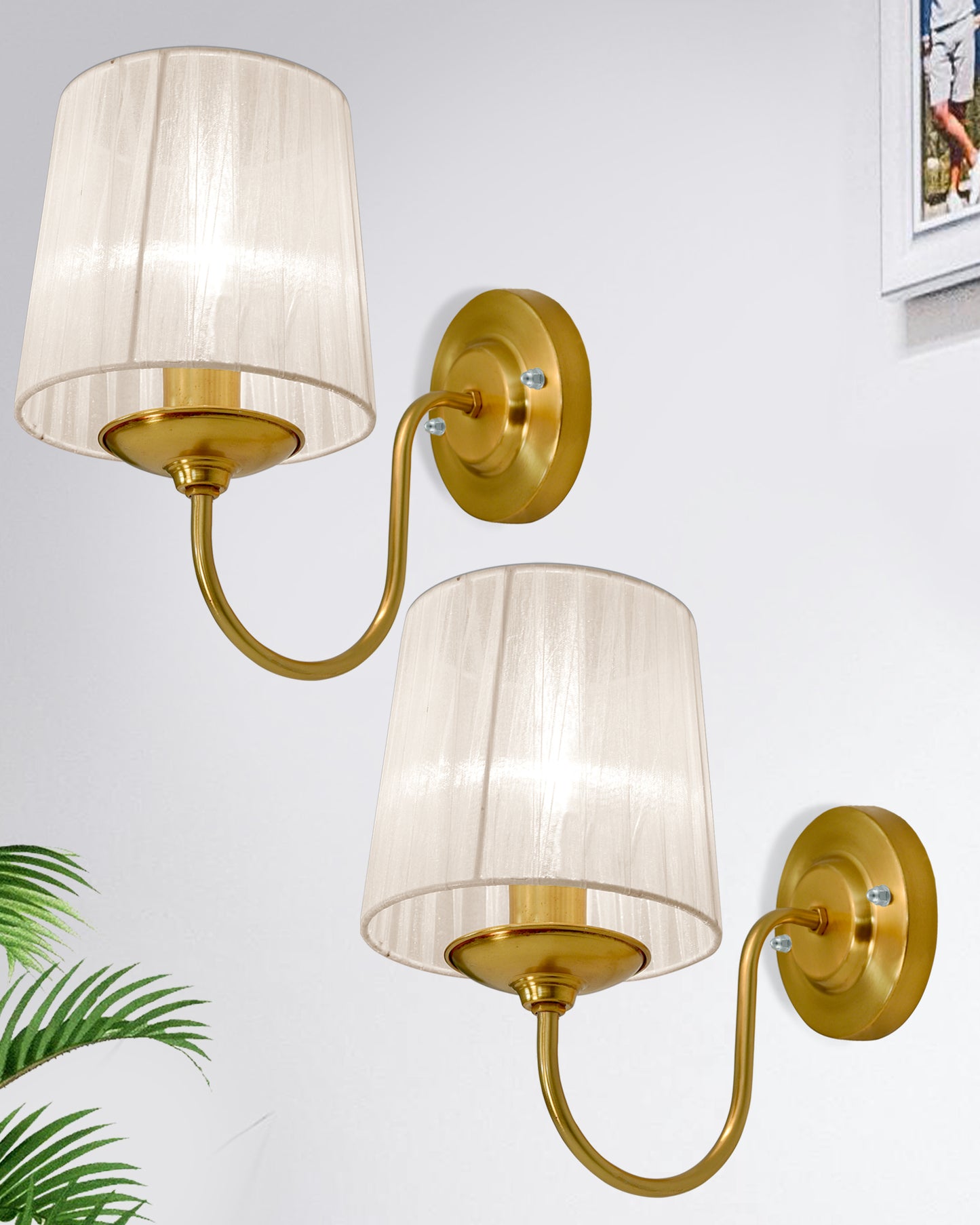 Antique Brass Wall Sconces Lighting Fixture, E27 Industrial Vintage Gold Wall Light Lamp Bathroom Decor for Bedroom Living Room, Sheen Fabric Shade, Brass