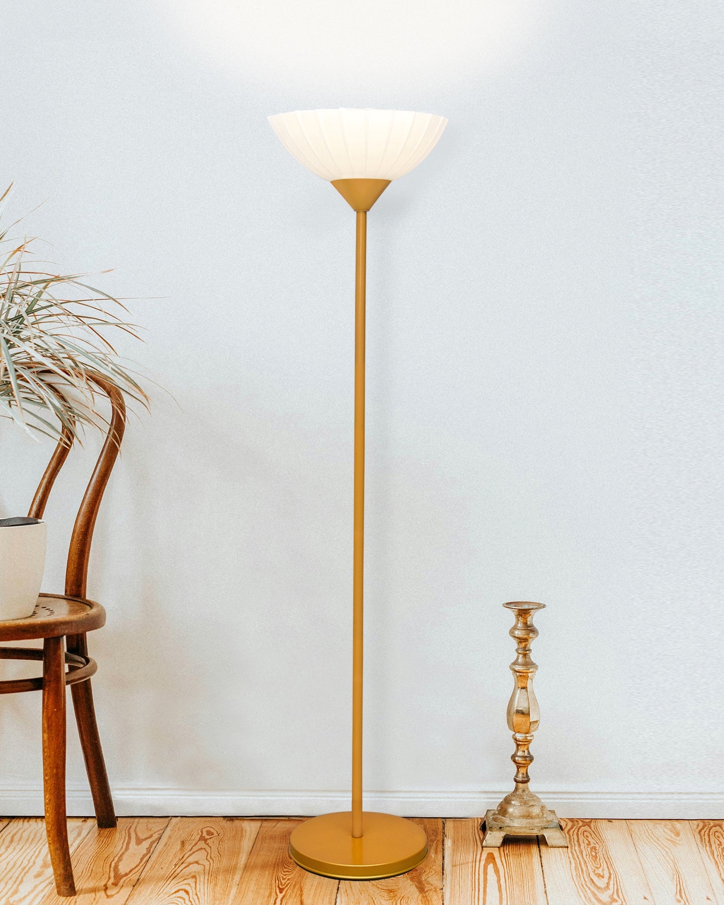 Sky Ribbed Dome Standing Lamps with Acrylic Shade,Modern Floor Lamp for Living Room, Bedrooms, Office Straight