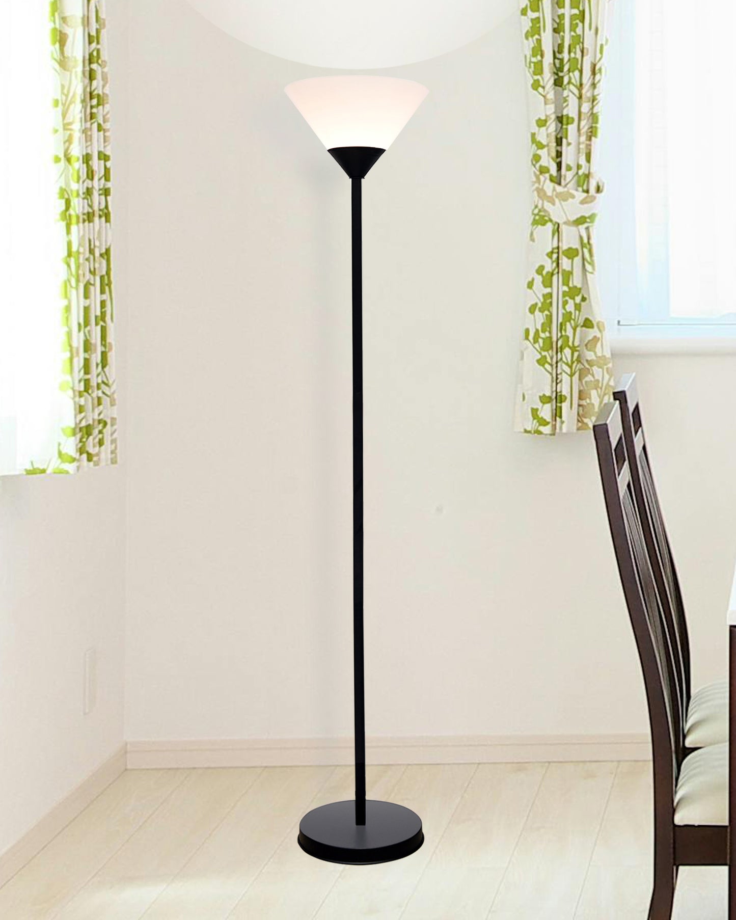 Sky Inverted Standing Lamps with Acrylic Shade,Modern Floor Lamp for Living Room, Bedrooms, Office Straight Black