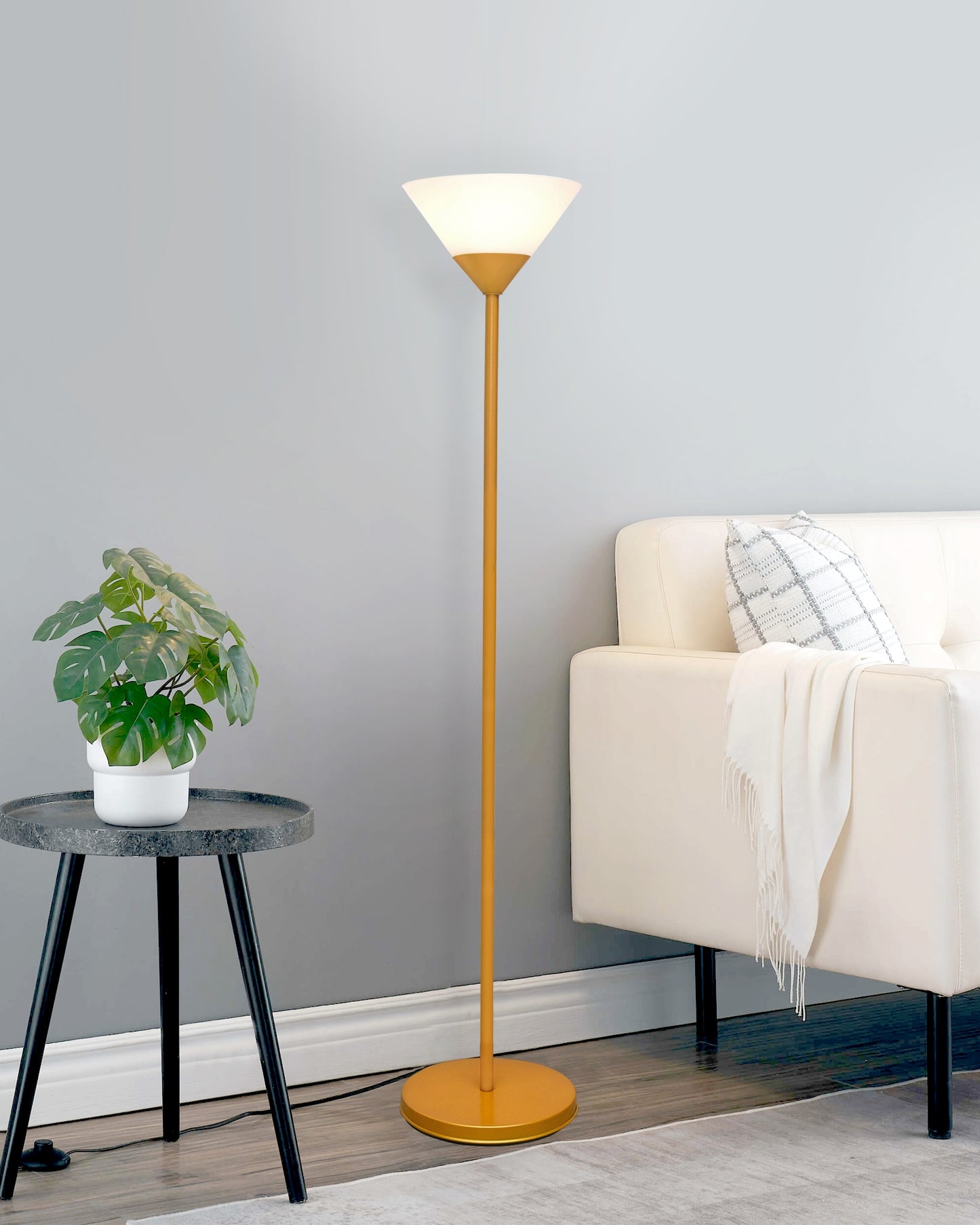 Sky Inverted Standing Lamps with Acrylic Shade,Modern Floor Lamp for Living Room, Bedrooms, Office Straight Black