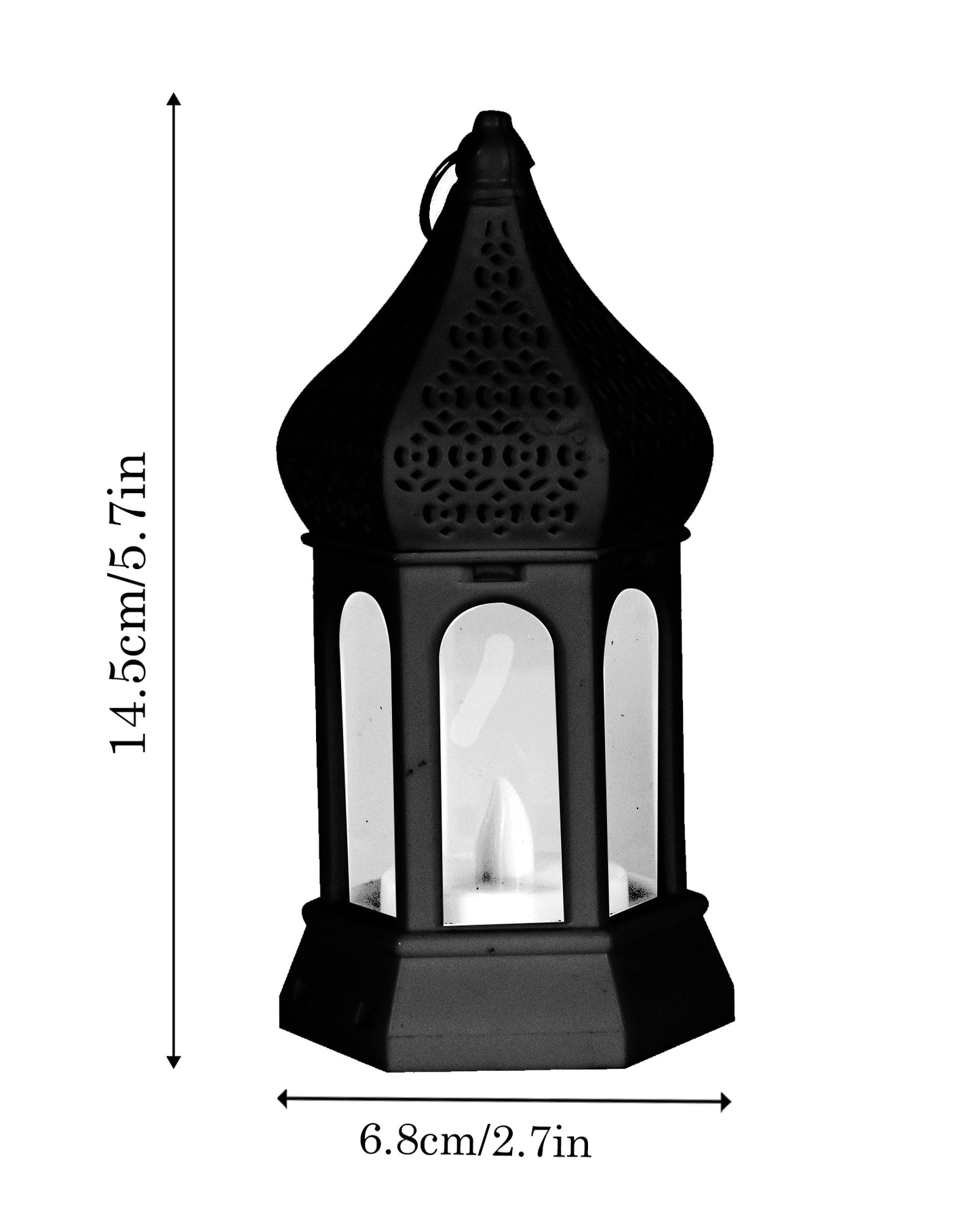 2 pcs Flameless and Smokeless Acrylic Antique LED Lantern Hurricane Lamp and Wall Hanging Led Candle Light for Home,Living Room for Diwali Decorations, T-Light lantern, Black