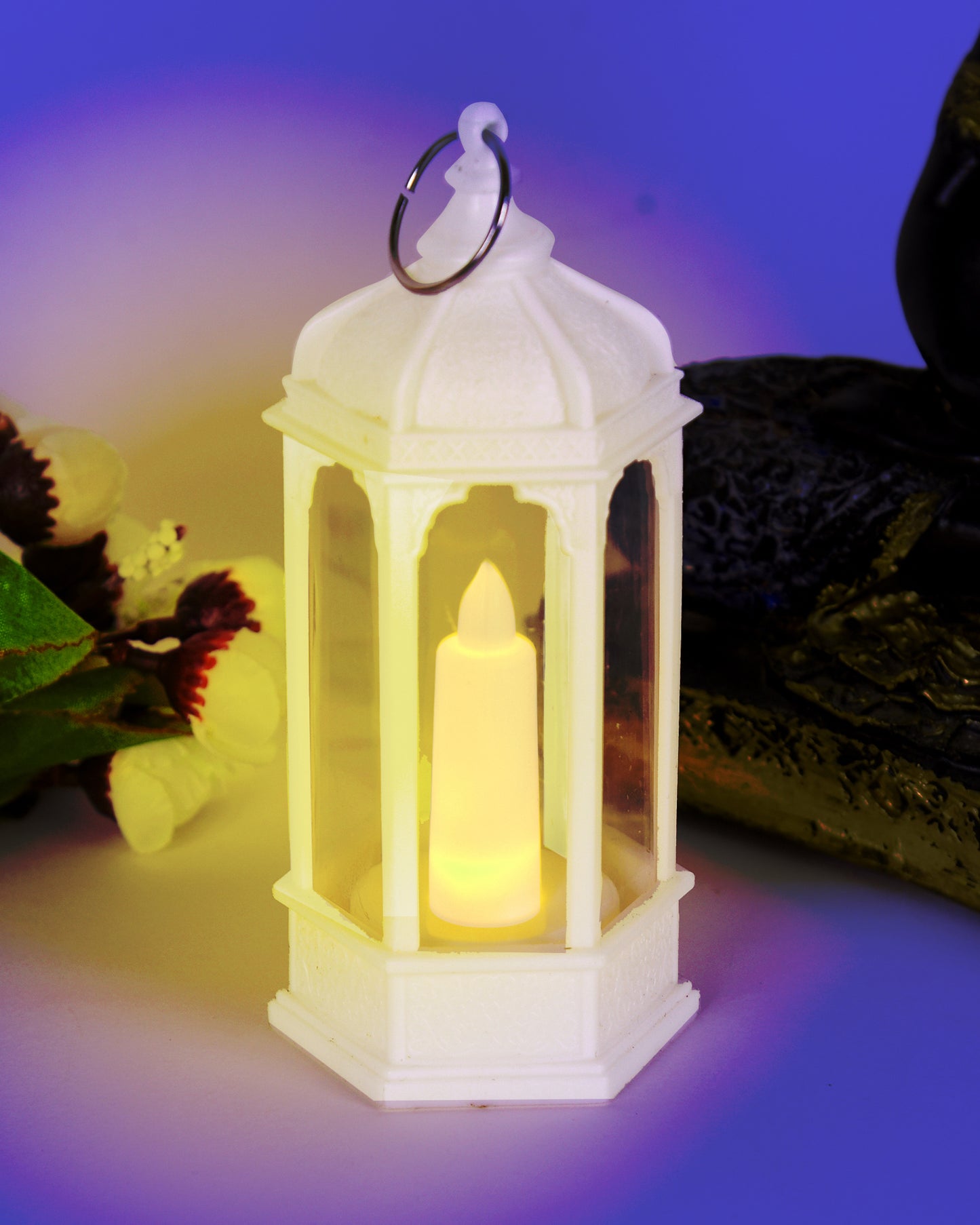 2 pcs Flameless and Smokeless Acrylic Antique LED Lantern Hurricane Lamp and Wall Hanging Led Candle Light for Home,Living Room for Diwali Decorations, Candle lantern, Black