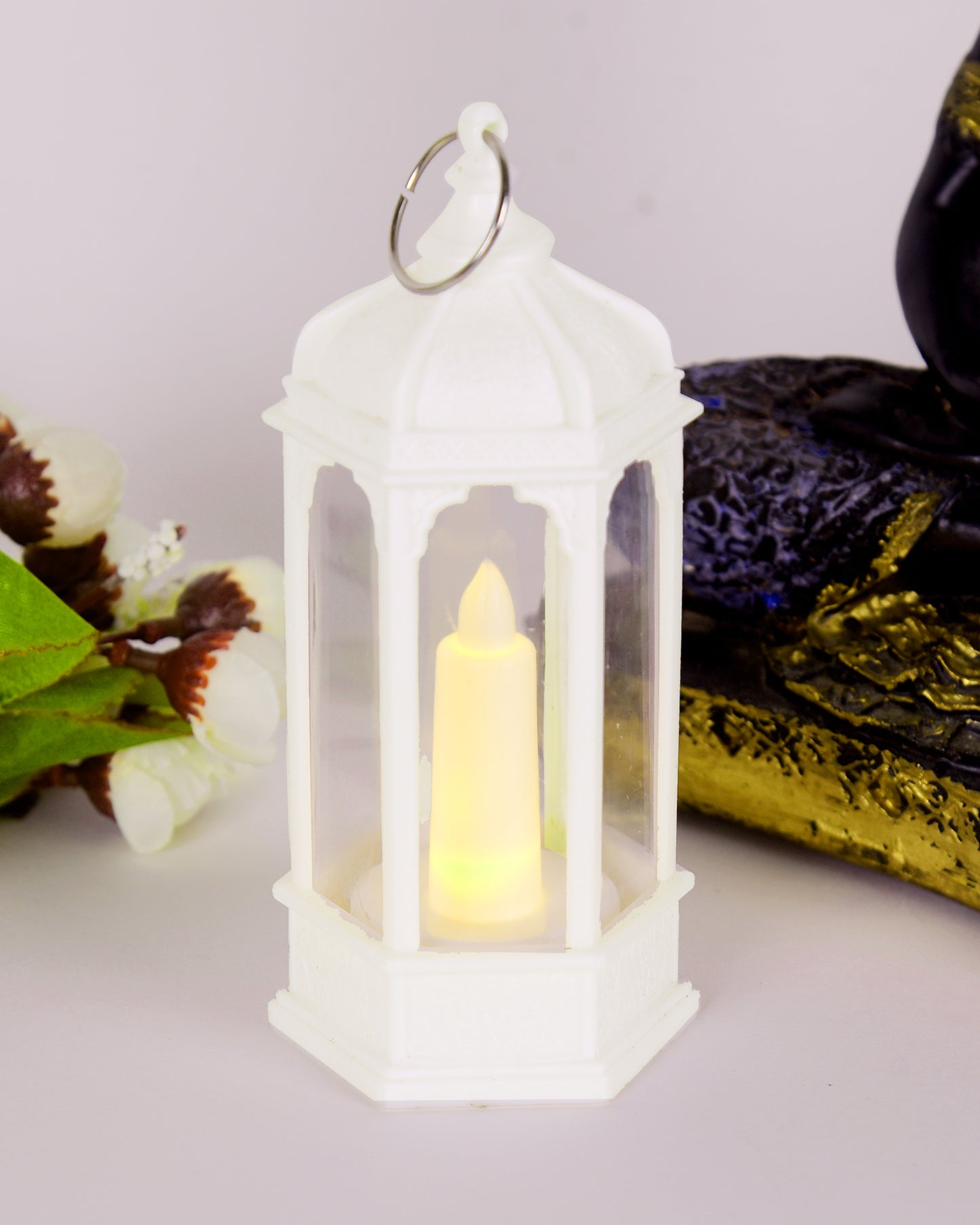 2 pcs Flameless and Smokeless Acrylic Antique LED Lantern Hurricane Lamp and Wall Hanging Led Candle Light for Home,Living Room for Diwali Decorations, Candle lantern, Black