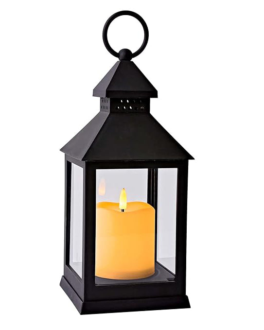 1 Pc Flameless and Smokeless Acrylic Antique LED Hurricane Lamp Wall Hanging for Home, Living Room Corner, Bedroom, Wall Decor, Diwali Decorations, Classic, Black