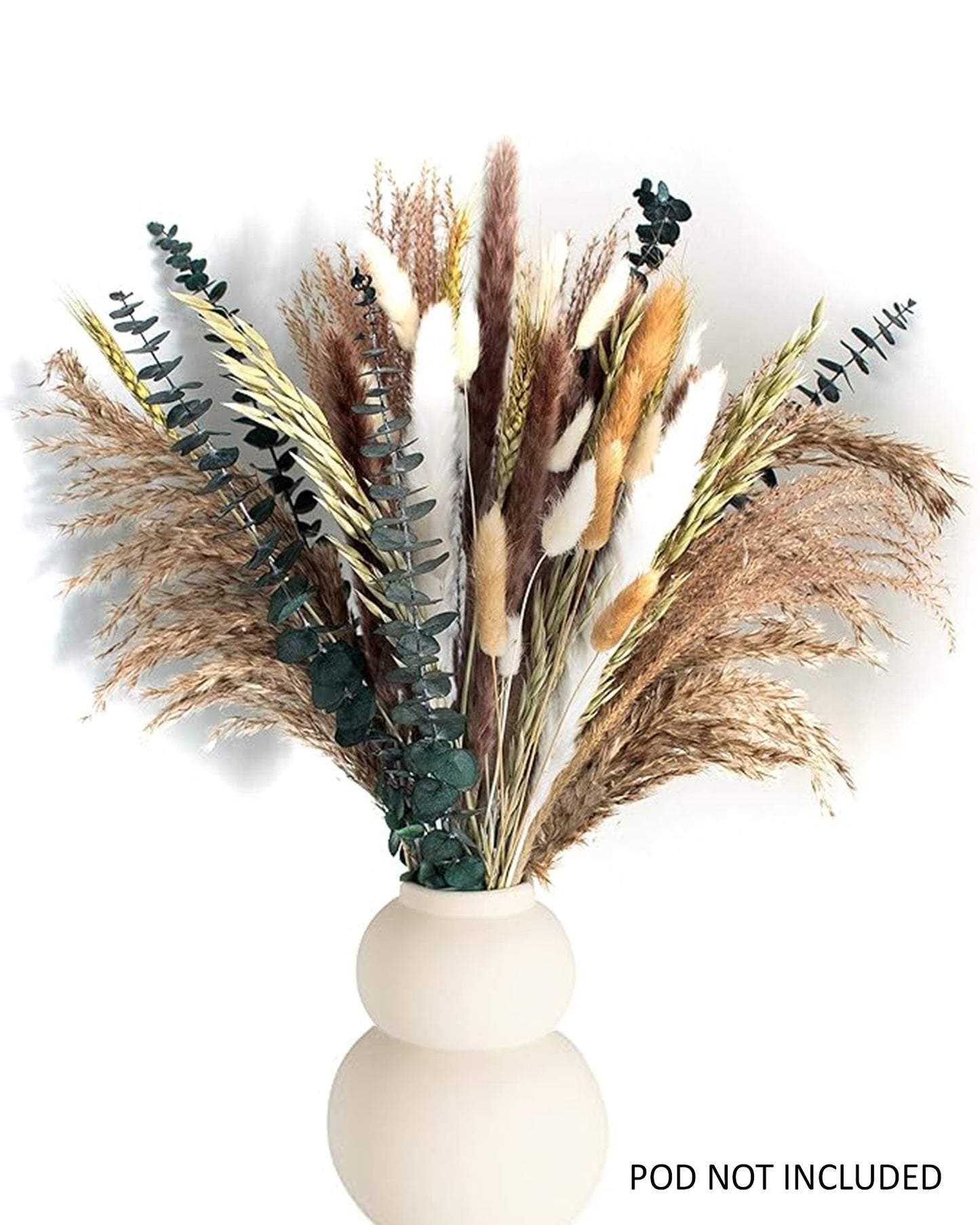 Mixed Dried Pampas Natural Grass Decor DIY Boho Natural Dried Flowers Eucalyptus Decor Dry Dried Plants Bouquet for Vase Home Floral Arrangements Decorations for Home Wedding 50, 70 & 100, Pcs