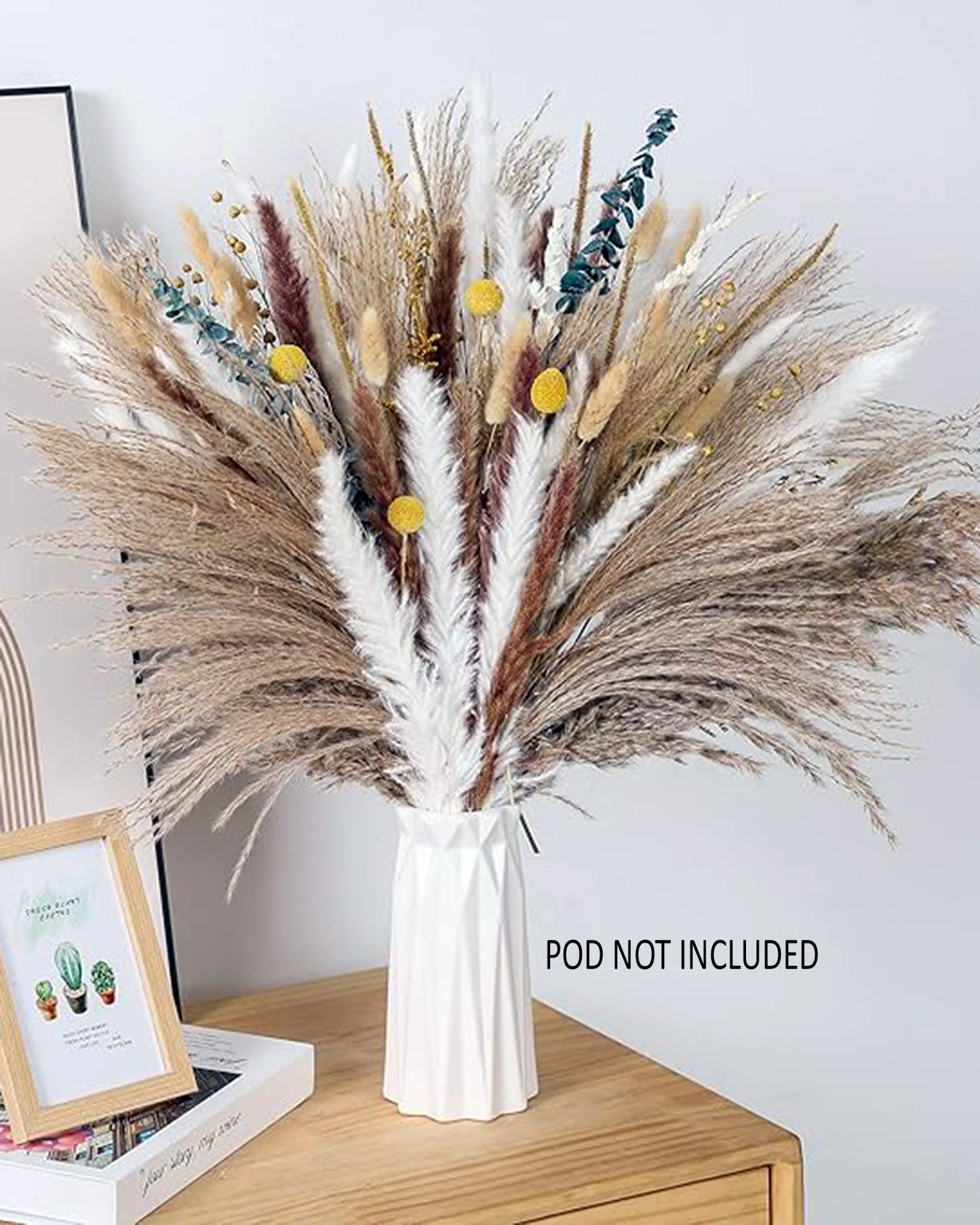 Mixed Dried Pampas Natural Grass Decor DIY Boho Natural Dried Flowers Eucalyptus Decor Dry Dried Plants Bouquet for Vase Home Floral Arrangements Decorations for Home Wedding 50, 70 & 100, Pcs