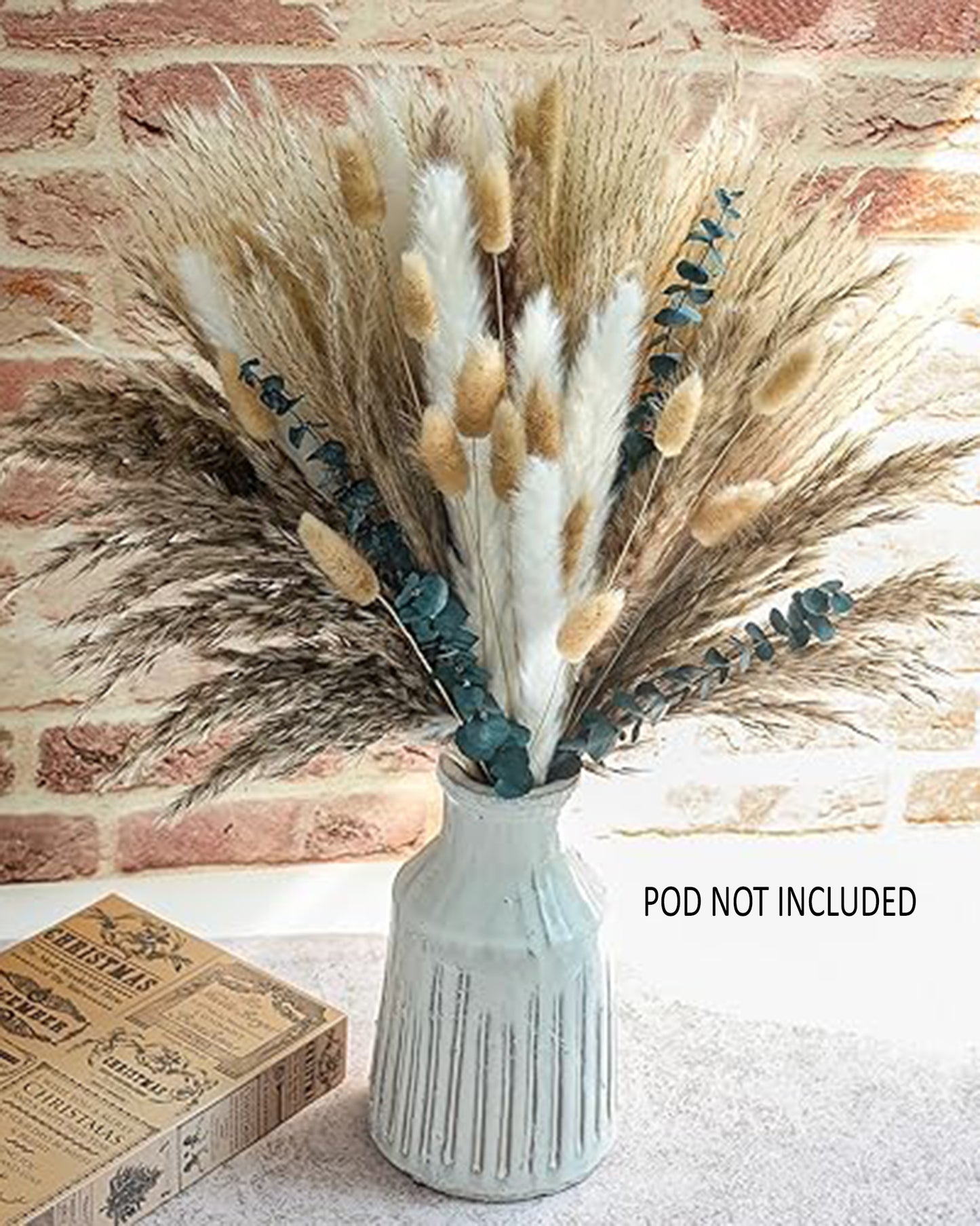 Mixed Dried Pampas Natural Grass Decor DIY Boho Natural Dried Flowers Eucalyptus Decor Dry Dried Plants Bouquet for Vase Home Floral Arrangements Decorations for Home Wedding 50, 70 & 100, Pcs