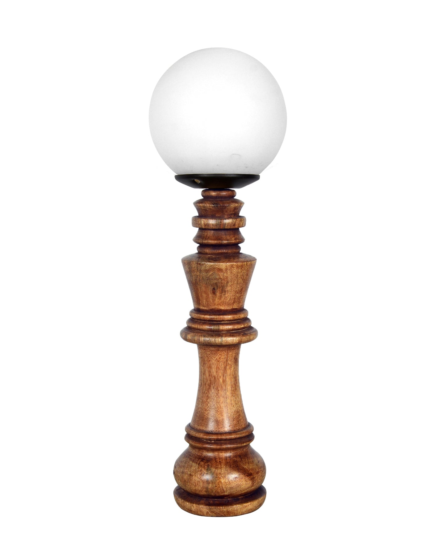 Chess Decorative Bedside Table Desk Lamp White Frost Shade for Décor, Accent Light, Gameroom, Kids', Living Room, Bedroom, Handmade Wooden, Pawn Horse Bishop Rook Queen King