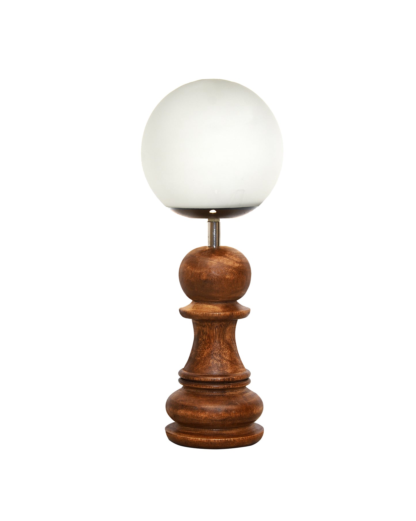 Chess Decorative Bedside Table Desk Lamp White Frost Shade for Décor, Accent Light, Gameroom, Kids', Living Room, Bedroom, Handmade Wooden, Pawn Horse Bishop Rook Queen King