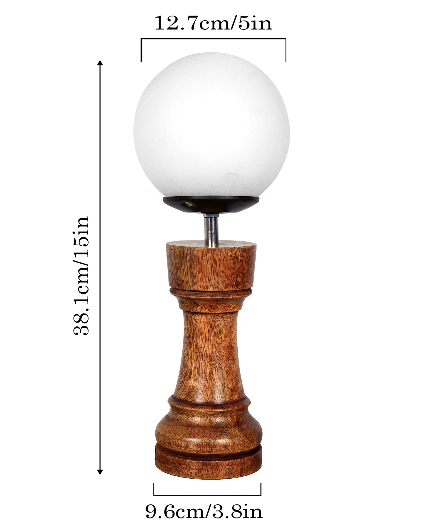 Chess Decorative Bedside Table Desk Lamp White Frost Shade for Décor, Accent Light, Gameroom, Kids', Living Room, Bedroom, Handmade Wooden, Pawn Horse Bishop Rook Queen King