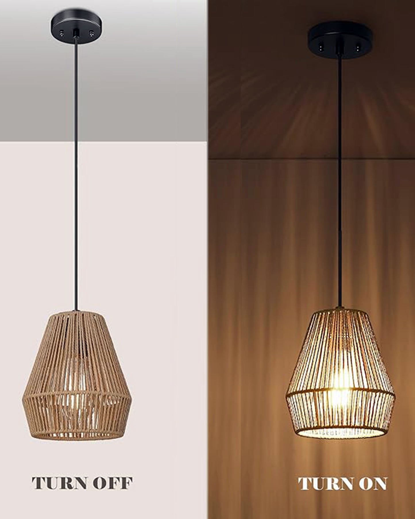 Rattan Light Fixtures Ceiling Light, Handmade Woven Cage Boho Light Fixture 11" Semi Flush Mount Light Fixture Coastal Ceiling Light for Hallway Kitchen Entryway Farmhouse Living Room