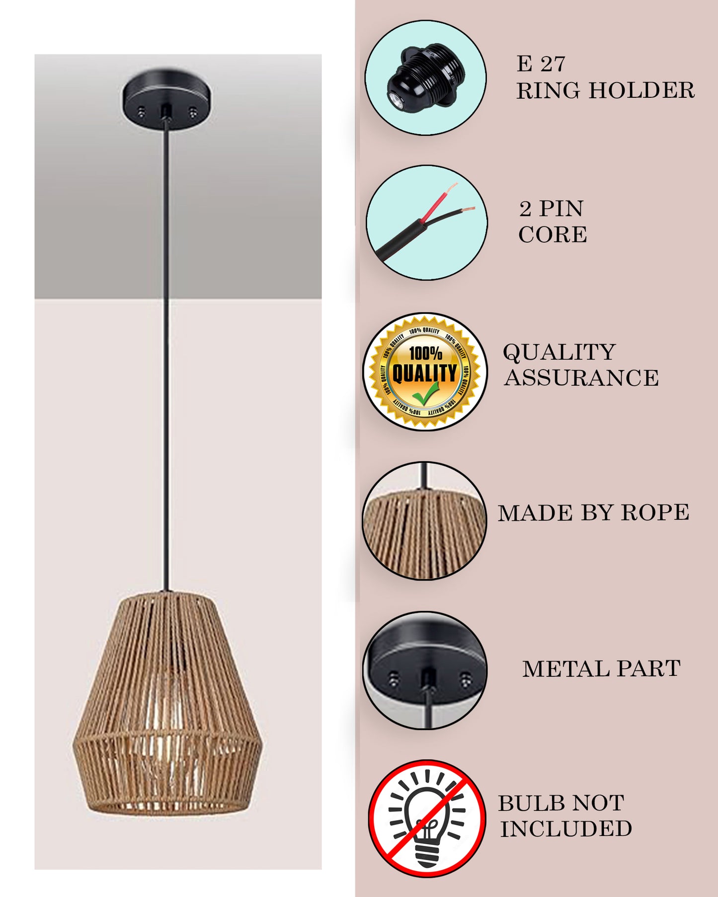 Rattan Light Fixtures Ceiling Light, Handmade Woven Cage Boho Light Fixture 11" Semi Flush Mount Light Fixture Coastal Ceiling Light for Hallway Kitchen Entryway Farmhouse Living Room