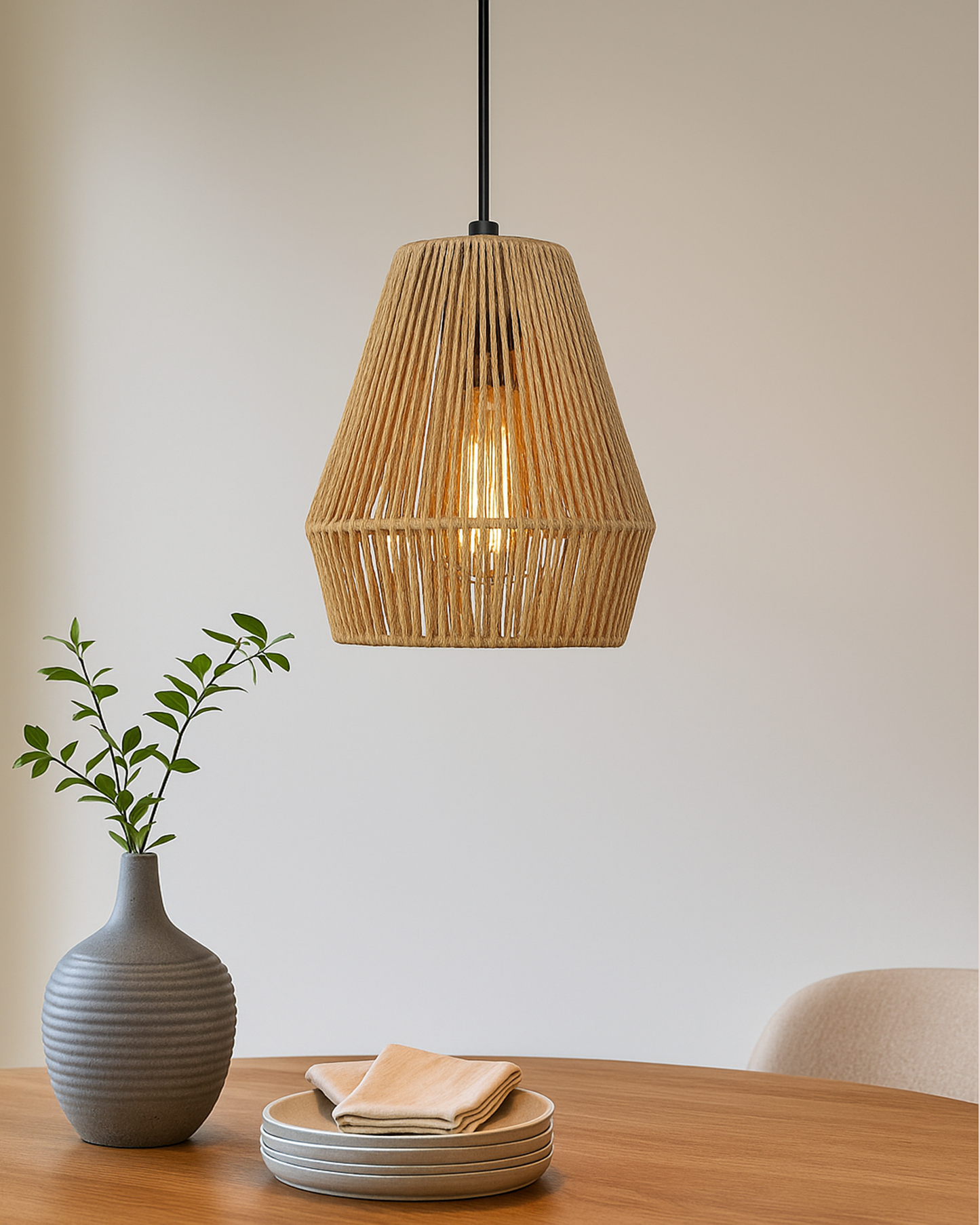 Rattan Light Fixtures Ceiling Light, Handmade Woven Cage Boho Light Fixture 11" Semi Flush Mount Light Fixture Coastal Ceiling Light for Hallway Kitchen Entryway Farmhouse Living Room
