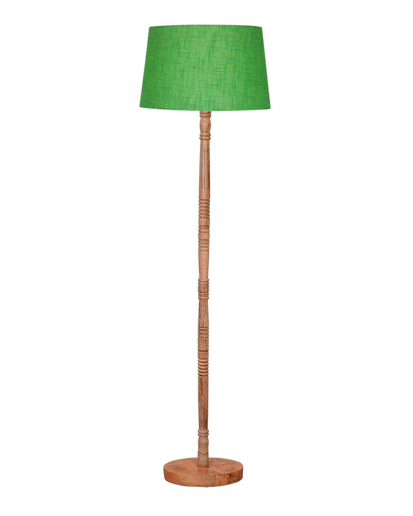 Mid Century Modern Floor Lamp,Hand turned Floor Lamp Wood for Living Room,Stand Lamp with Fabric Lampshade for Bedroom, Study Room and Office, Jute