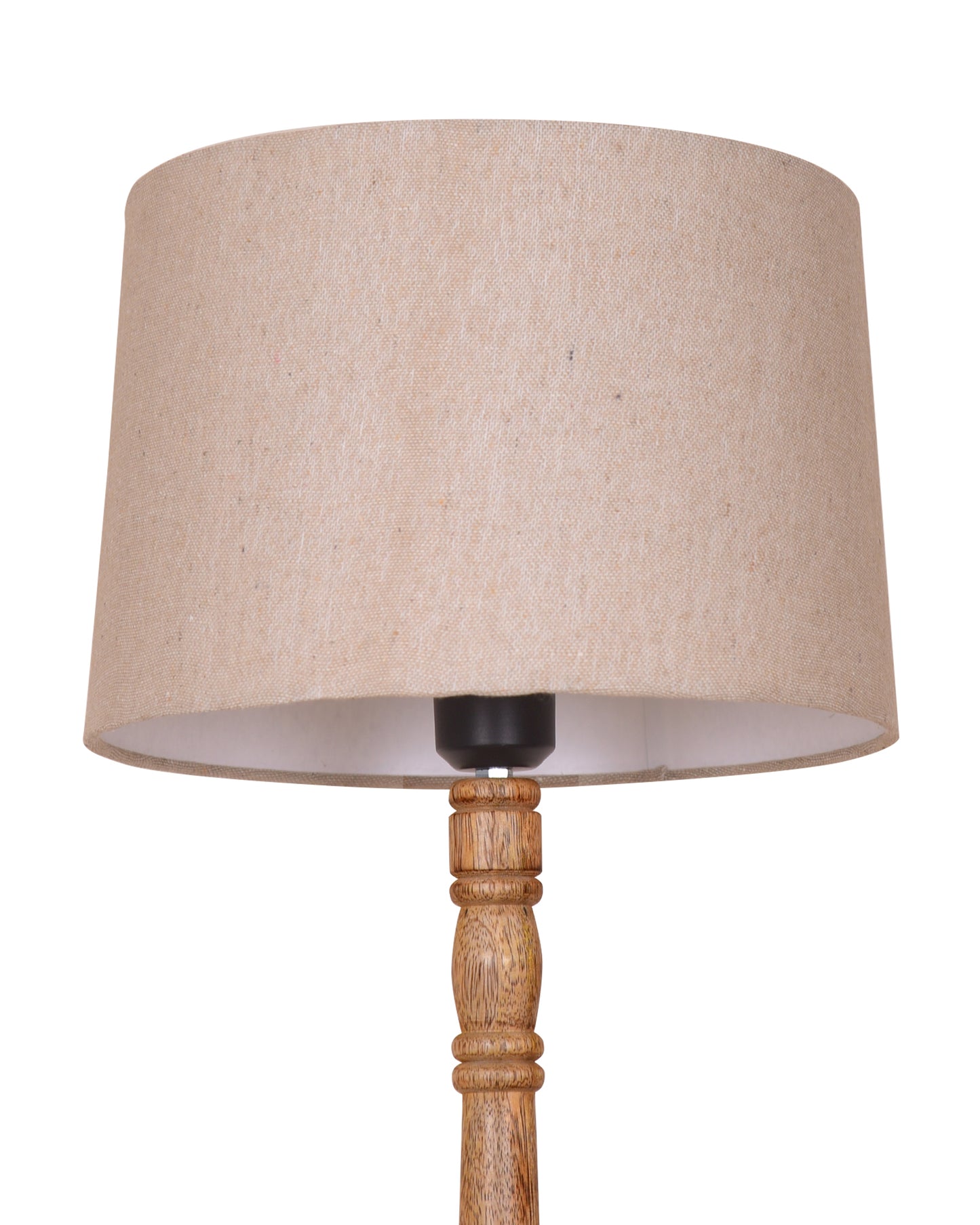 Mid Century Modern Floor Lamp,Hand turned Floor Lamp Wood for Living Room,Stand Lamp with Fabric Lampshade for Bedroom, Study Room and Office, Jute