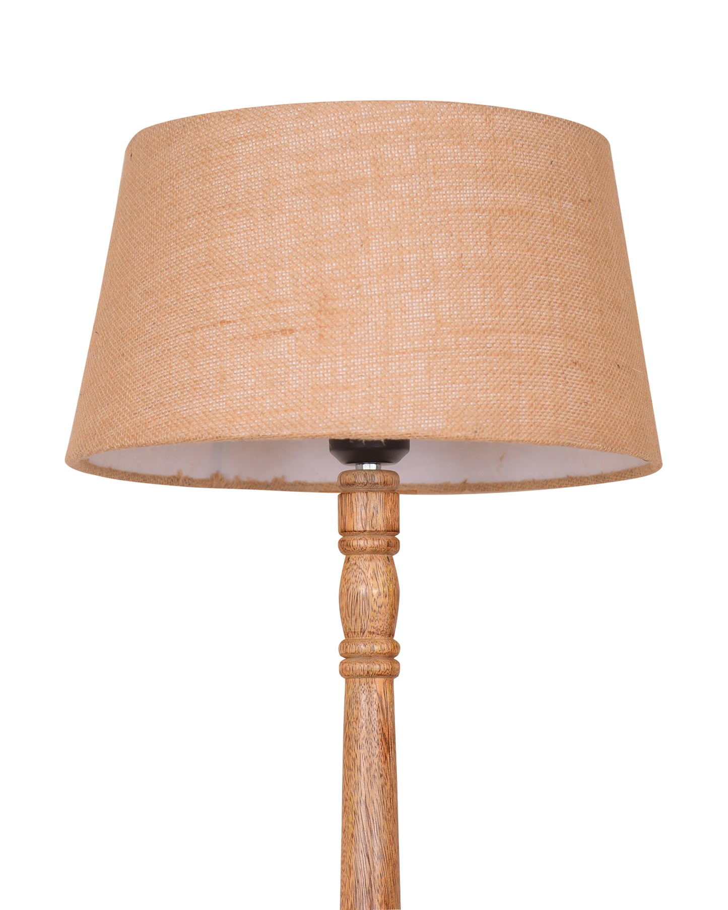 Mid Century Modern Floor Lamp,Hand turned Floor Lamp Wood for Living Room,Stand Lamp with Fabric Lampshade for Bedroom, Study Room and Office, Jute