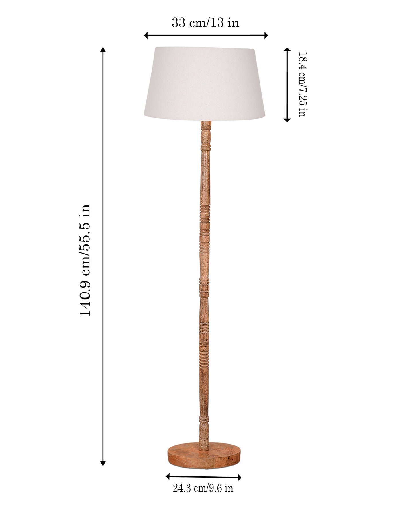 Mid Century Modern Floor Lamp,Hand turned Floor Lamp Wood for Living Room,Stand Lamp with Fabric Lampshade for Bedroom, Study Room and Office, Jute