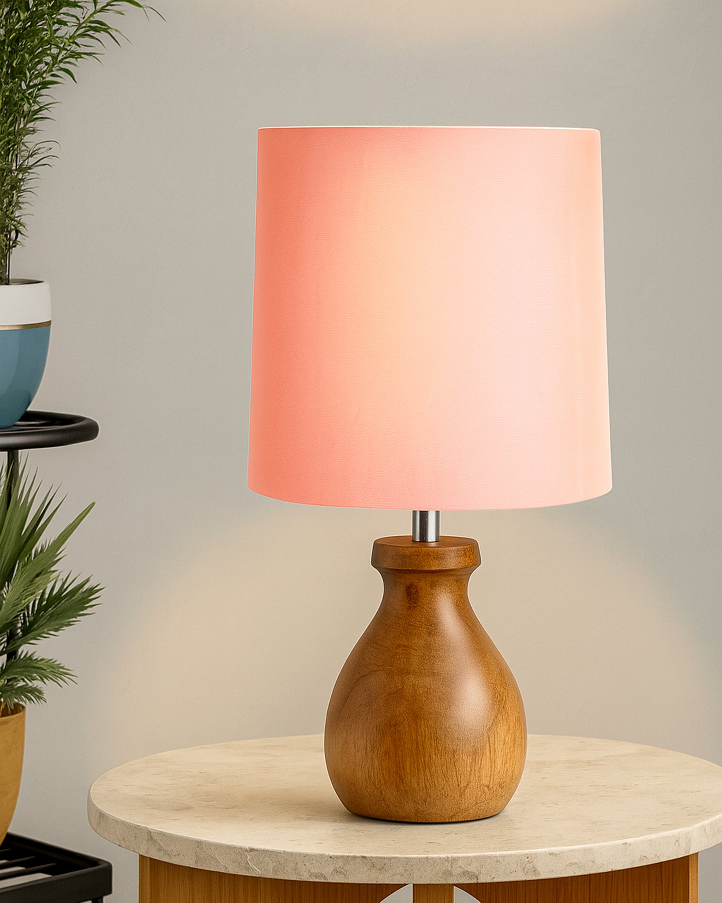Mini Farmhouse Wooden Dowel Pot Table Lamp Dome Vintage Small Lamps Decorative for Small Spaces Bedside Lamps Suitable for Nightstand Children's Room or University Dormitory, Green