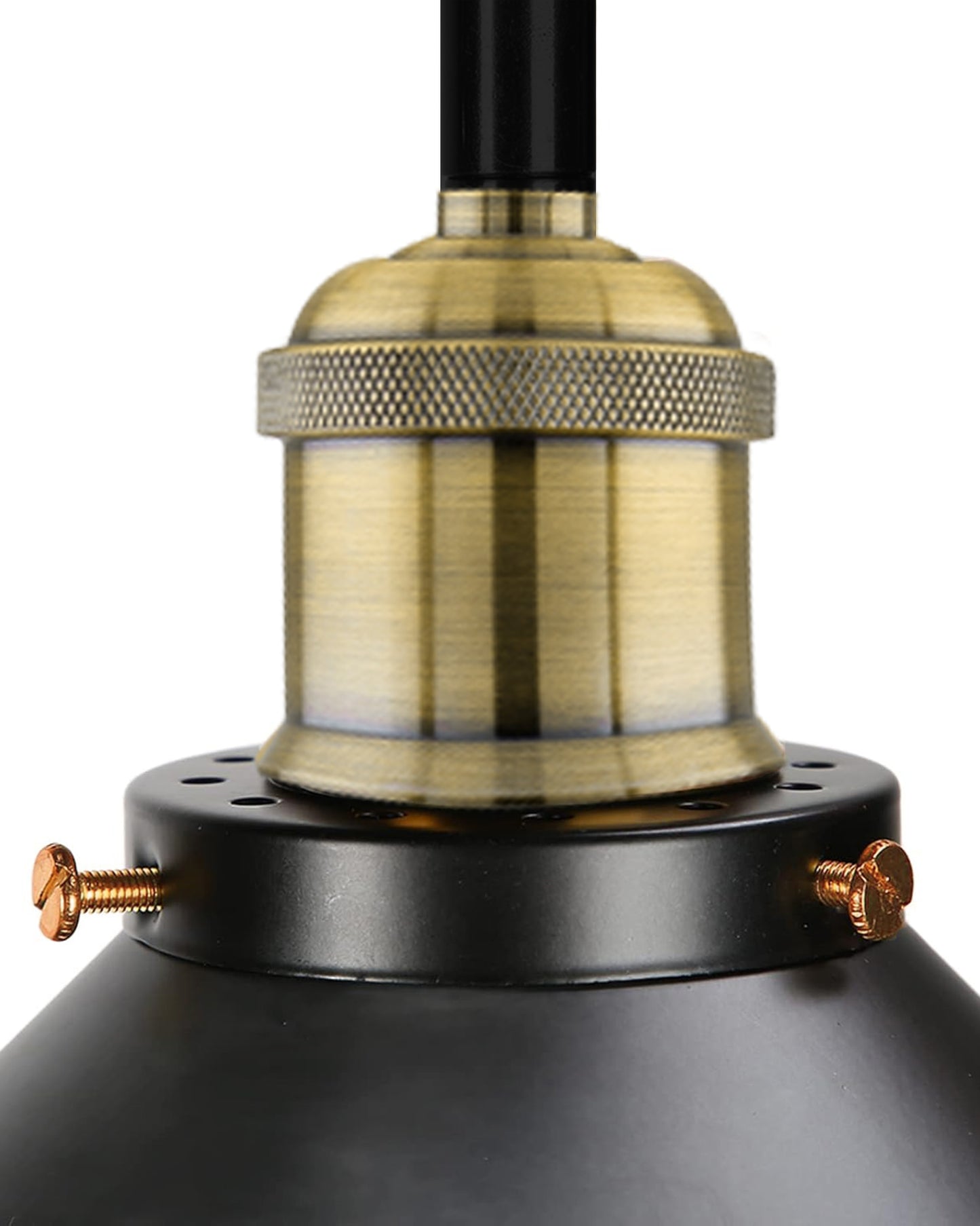 Modern Farmhouse Semi Flush Mount Ceiling Light Black Hallway Light Fixture Ceiling Hung, Antique Golden, Black Cone Shade