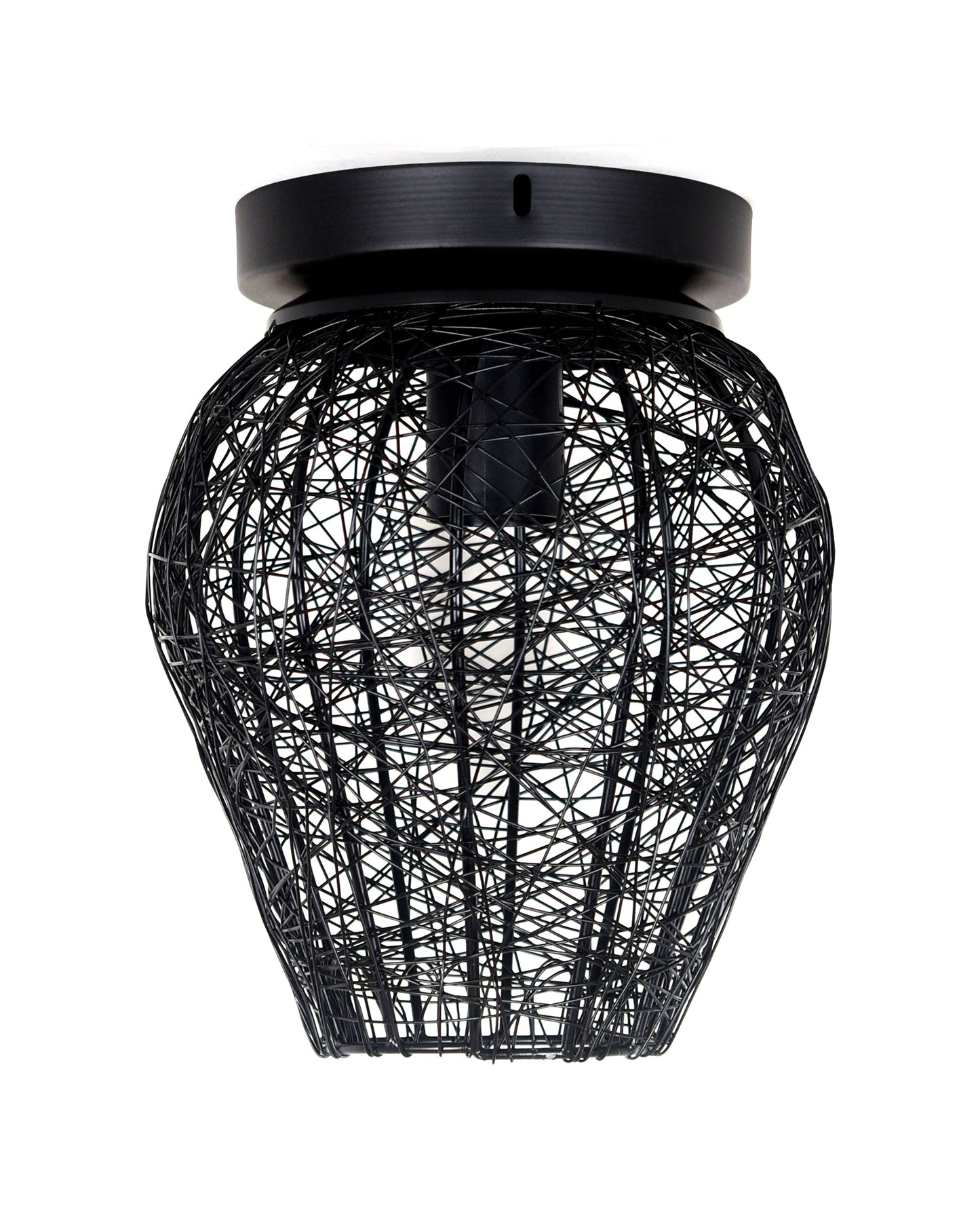 Modern Farmhouse Semi Flush Mount Ceiling Light Black Hallway Light Fixture Ceiling Hung, Antique Golden, Black Cone Shade