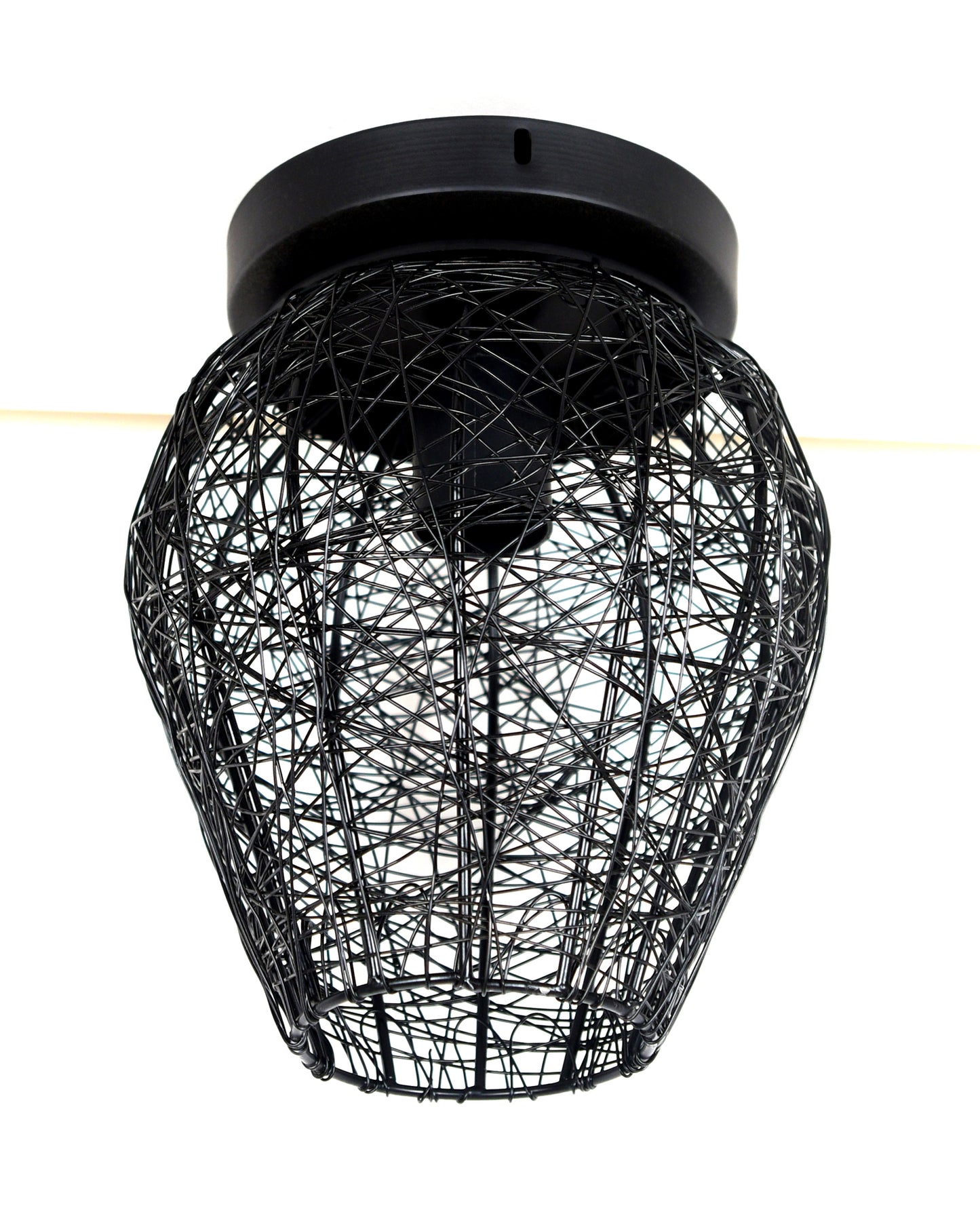 Modern Farmhouse Semi Flush Mount Ceiling Light Black Hallway Light Fixture Ceiling Hung, Antique Golden, Black Cone Shade