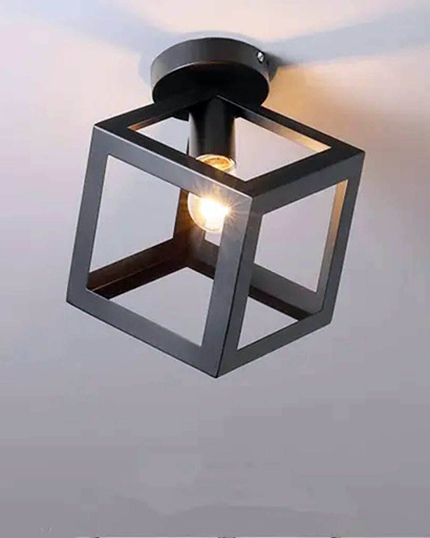 Modern Farmhouse Semi Flush Mount Ceiling Light Black Hallway Light Fixture Ceiling Hung, Antique Golden, Black Cone Shade