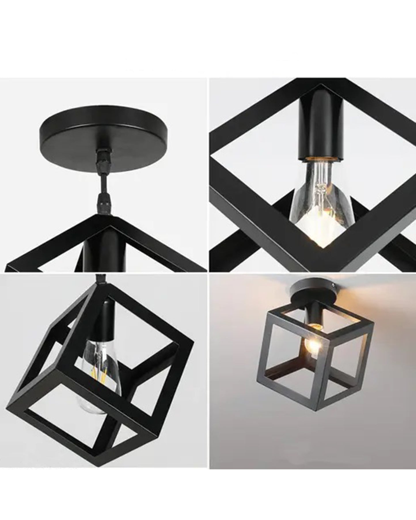 Modern Farmhouse Semi Flush Mount Ceiling Light Black Hallway Light Fixture Ceiling Hung, Antique Golden, Black Cone Shade