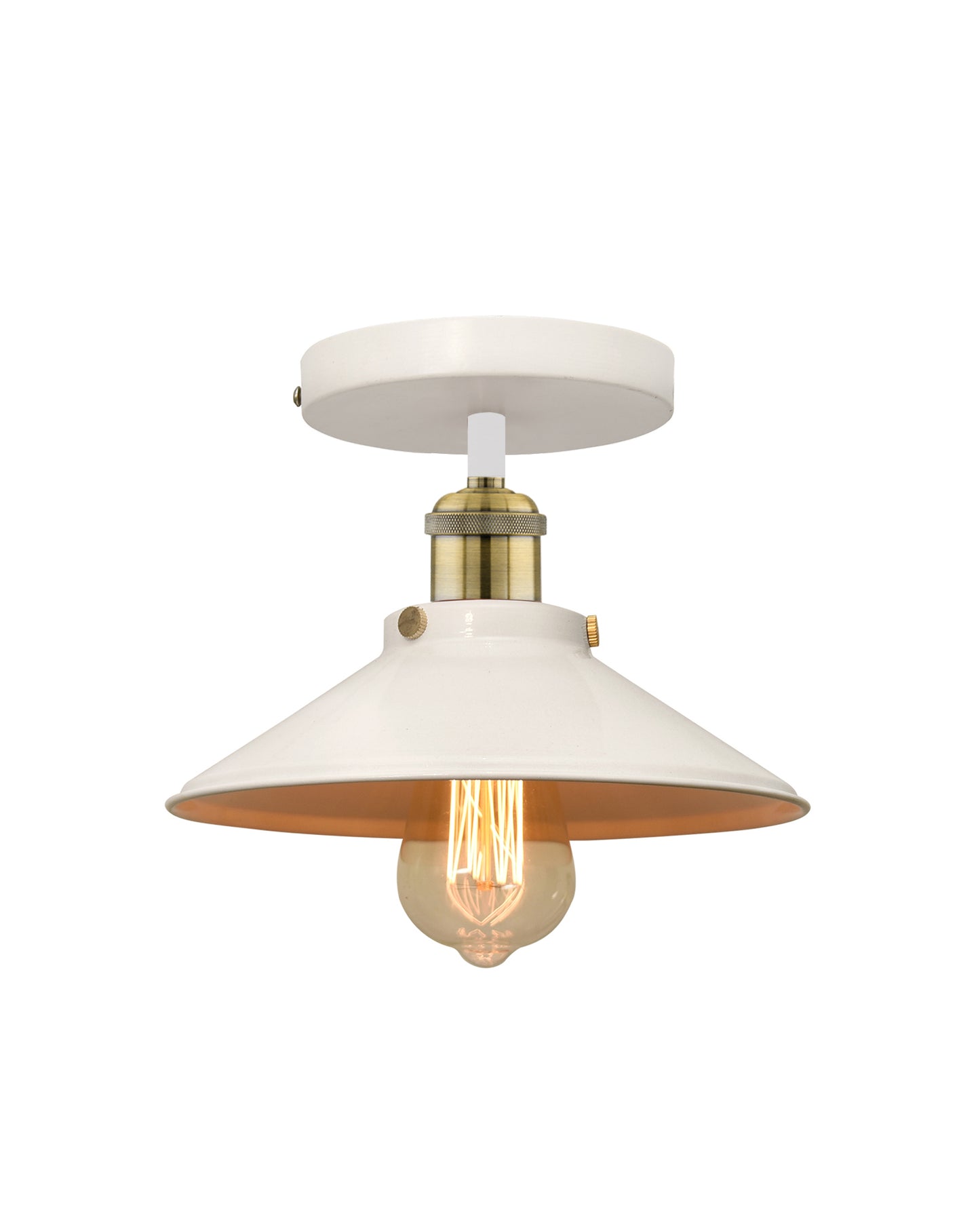 Modern Farmhouse Semi Flush Mount Ceiling Light Black Hallway Light Fixture Ceiling Hung, Antique Golden, Black Cone Shade